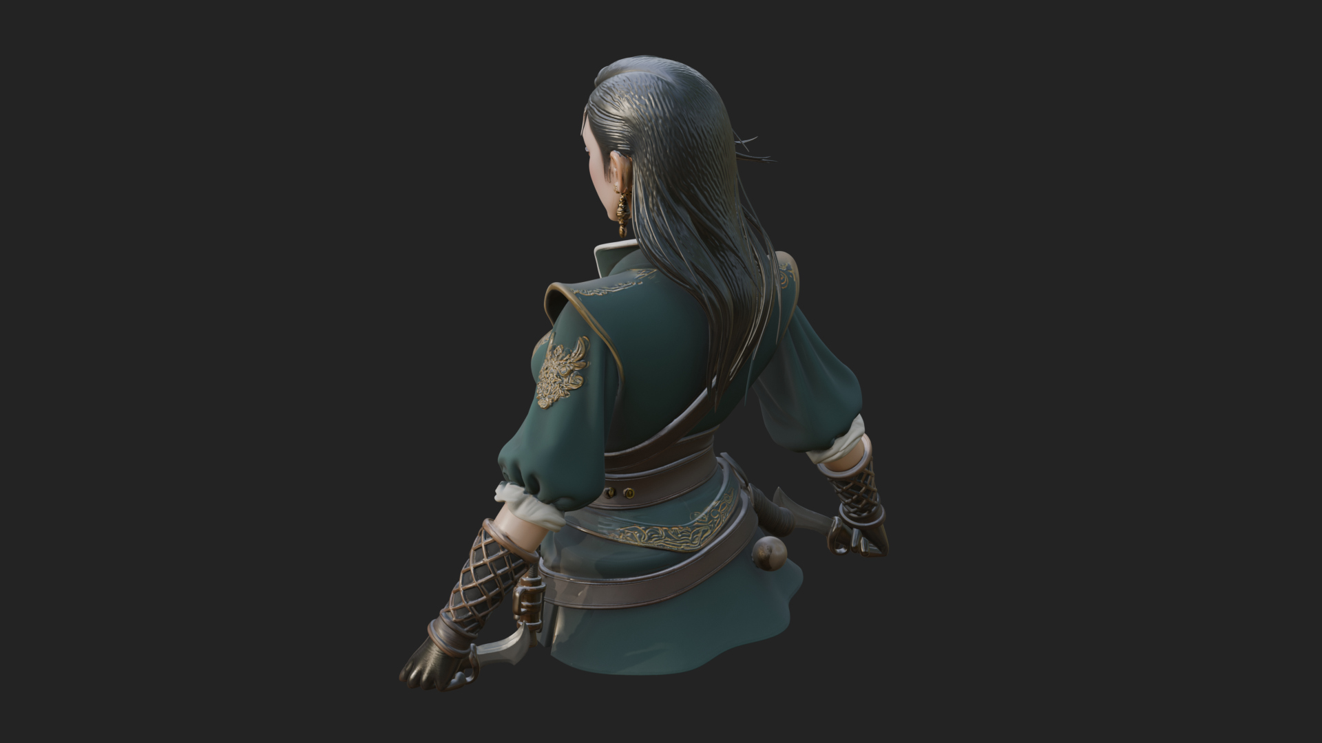 Coated Dagger Woman Bust Design 2 3D Print Model 3D Model