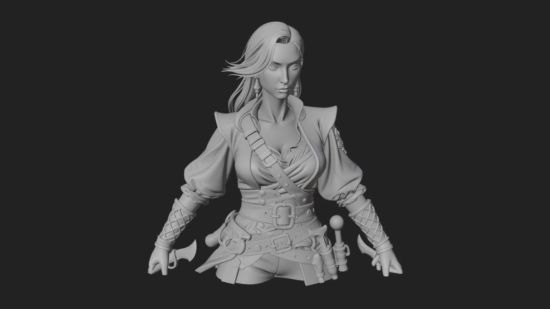Coated Dagger Woman Bust Design 2 3D Print Model 3D Model