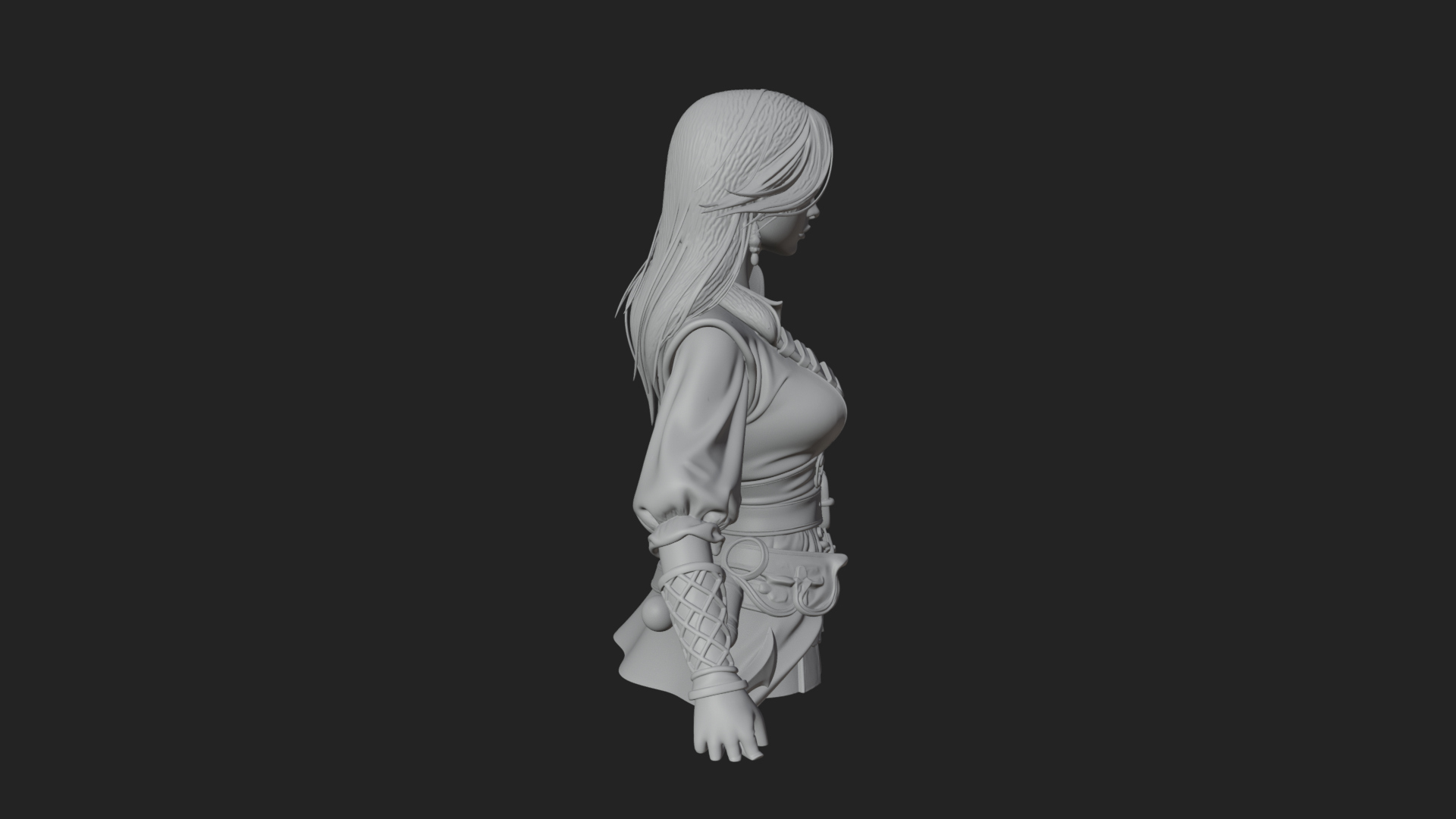 Coated Dagger Woman Bust Design 2 3D Print Model 3D Model