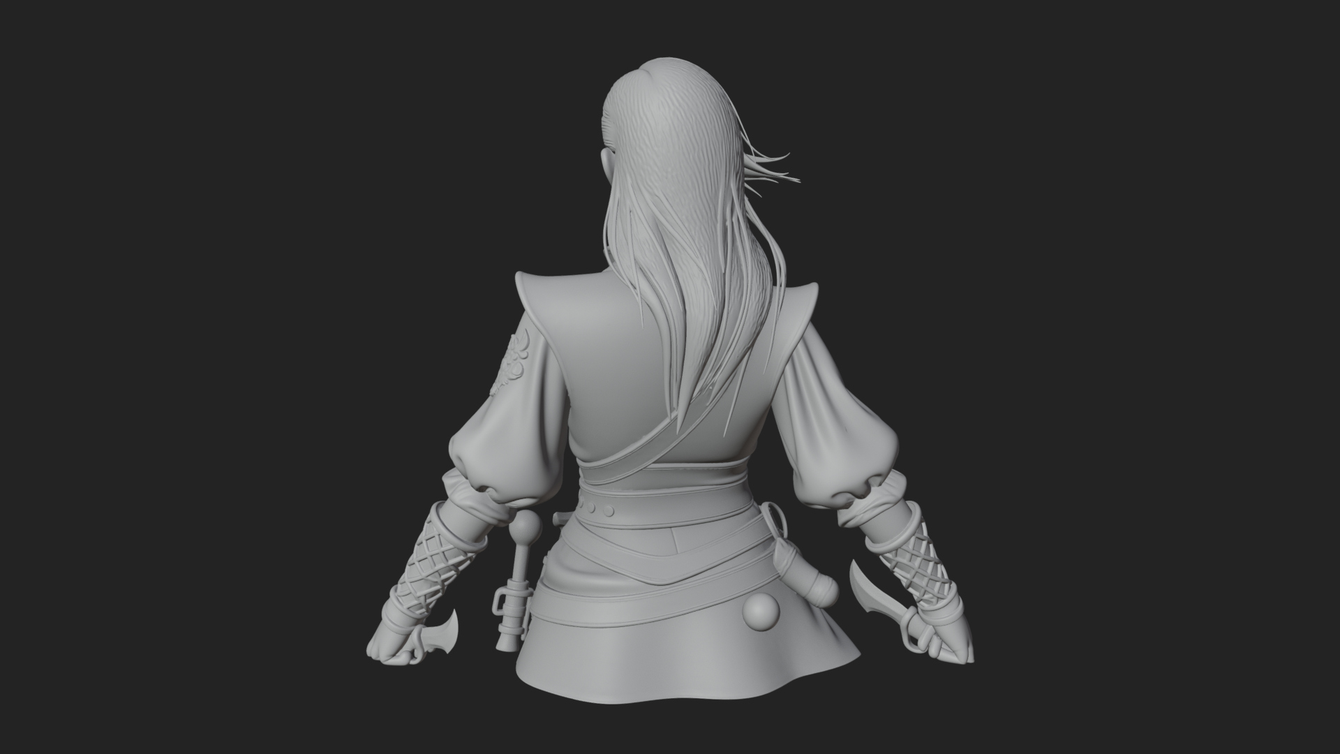 Coated Dagger Woman Bust Design 2 3D Print Model 3D Model