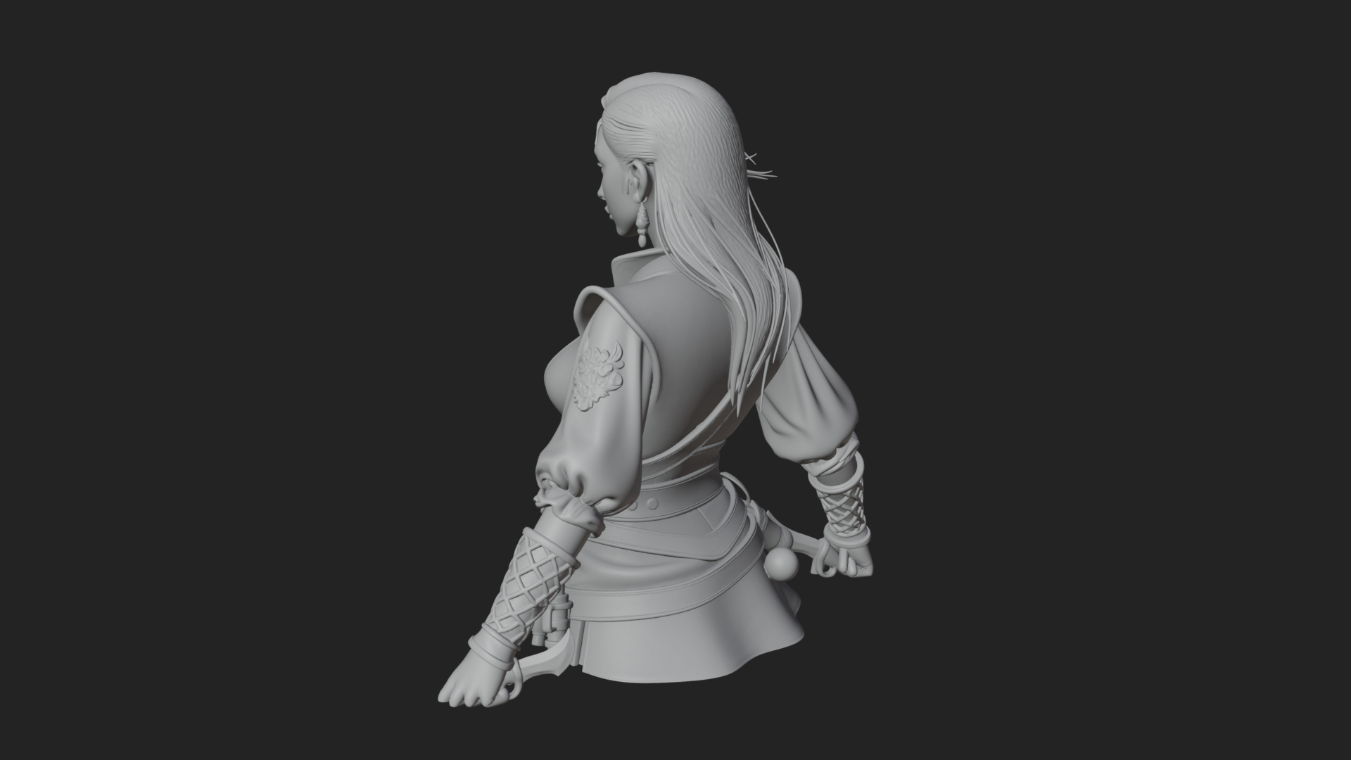 Coated Dagger Woman Bust Design 2 3D Print Model 3D Model