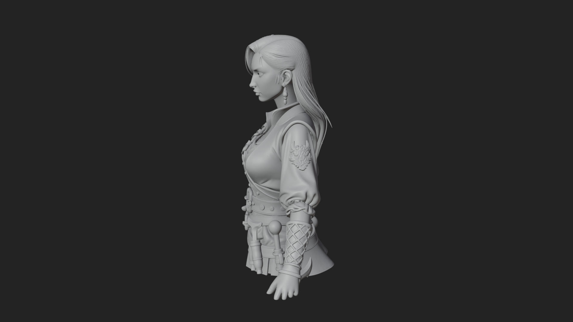 Coated Dagger Woman Bust Design 2 3D Print Model 3D Model