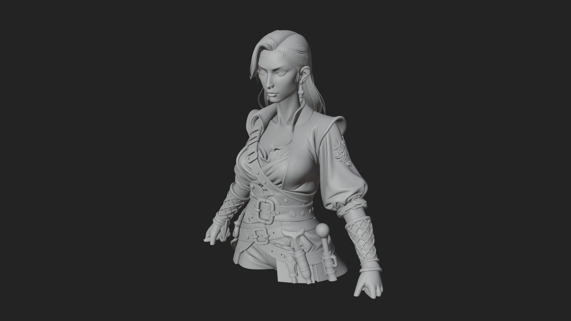 Coated Dagger Woman Bust Design 2 3D Print Model 3D Model