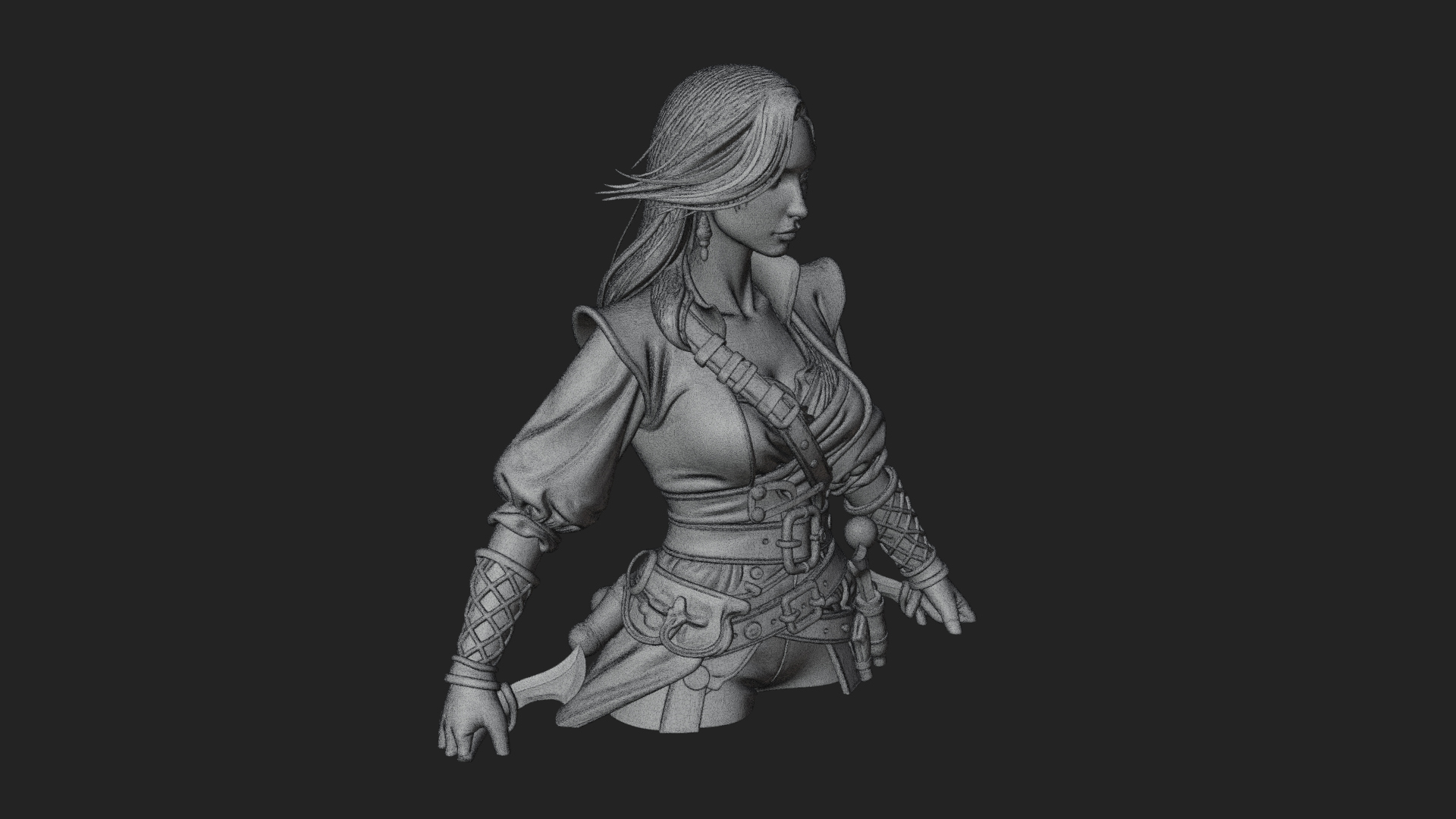 Coated Dagger Woman Bust Design 2 3D Print Model 3D Model