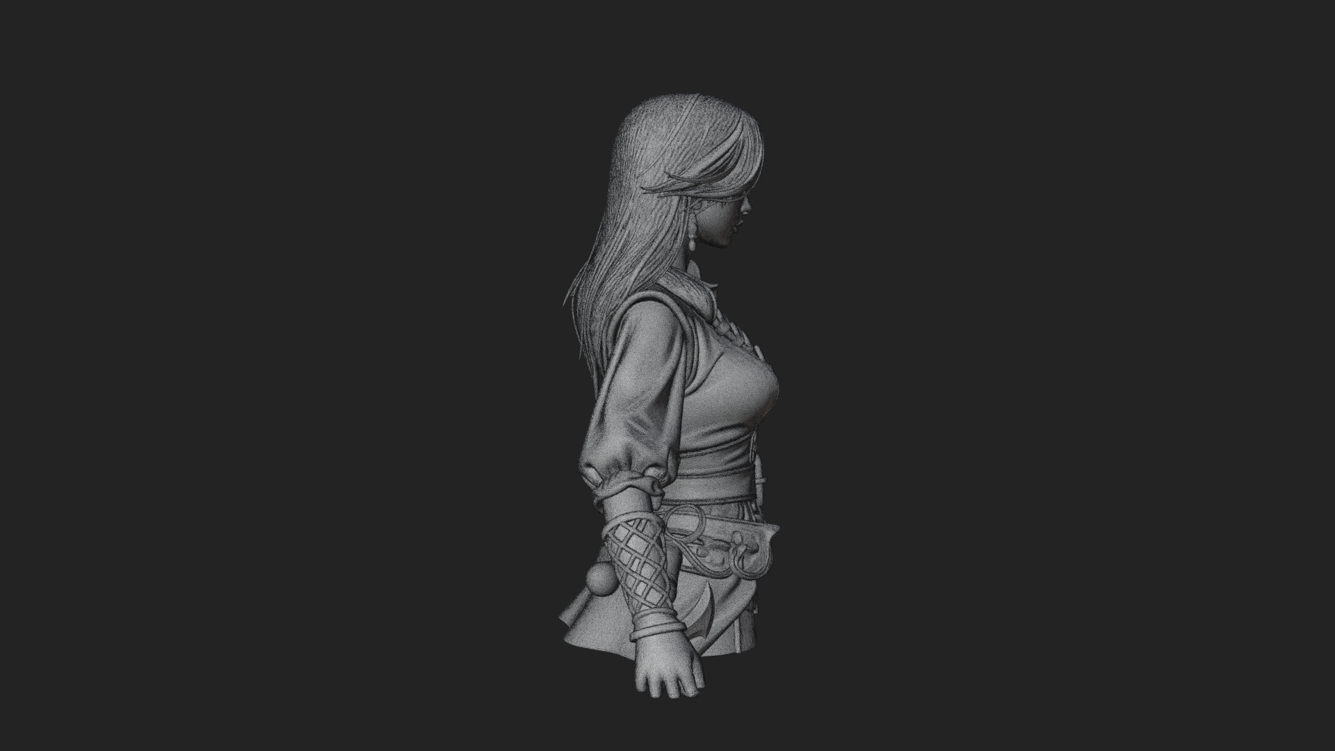 Coated Dagger Woman Bust Design 2 3D Print Model 3D Model
