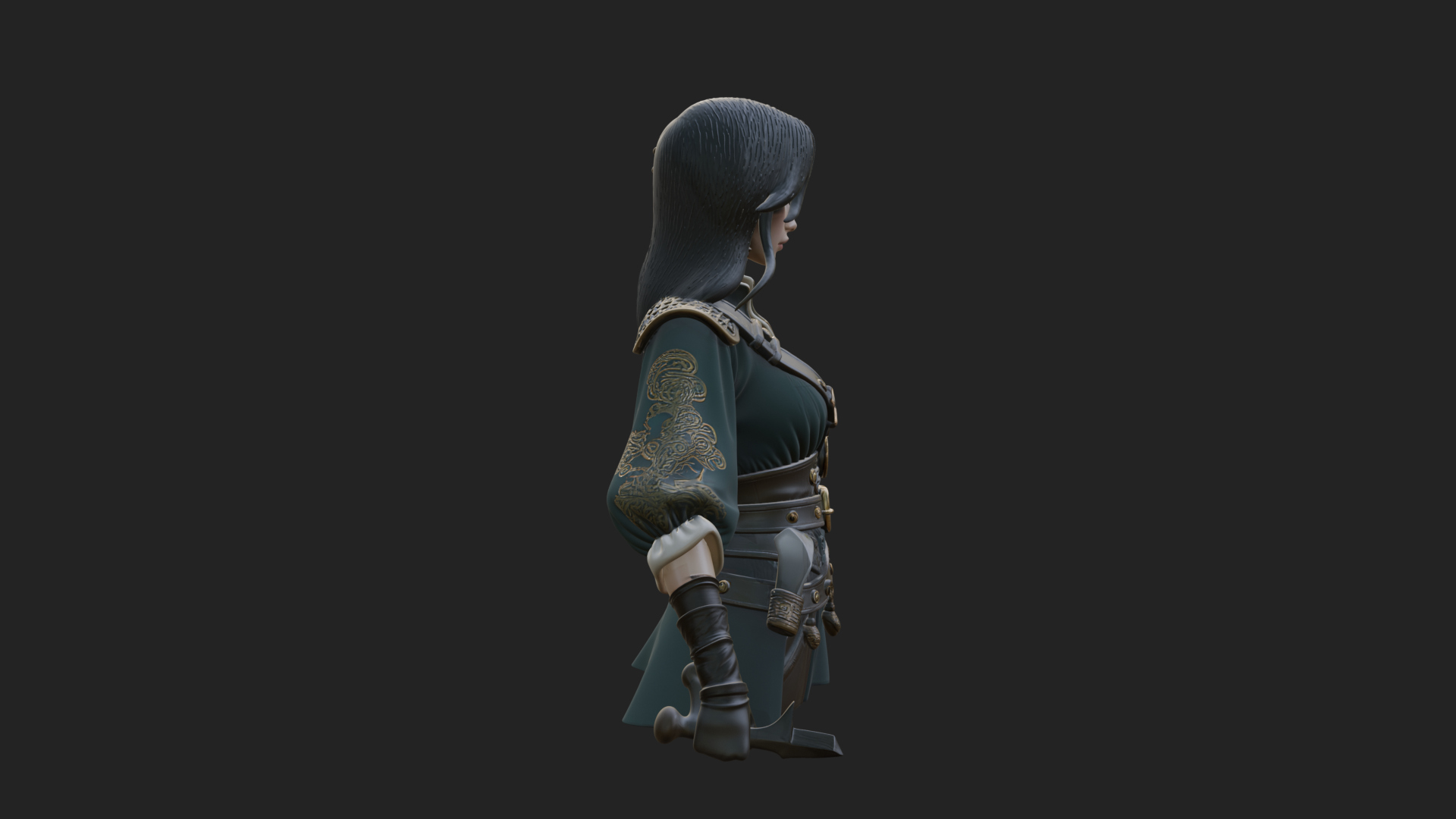 Coated Dagger Woman Bust Design 3 3D Print Model 3D Model
