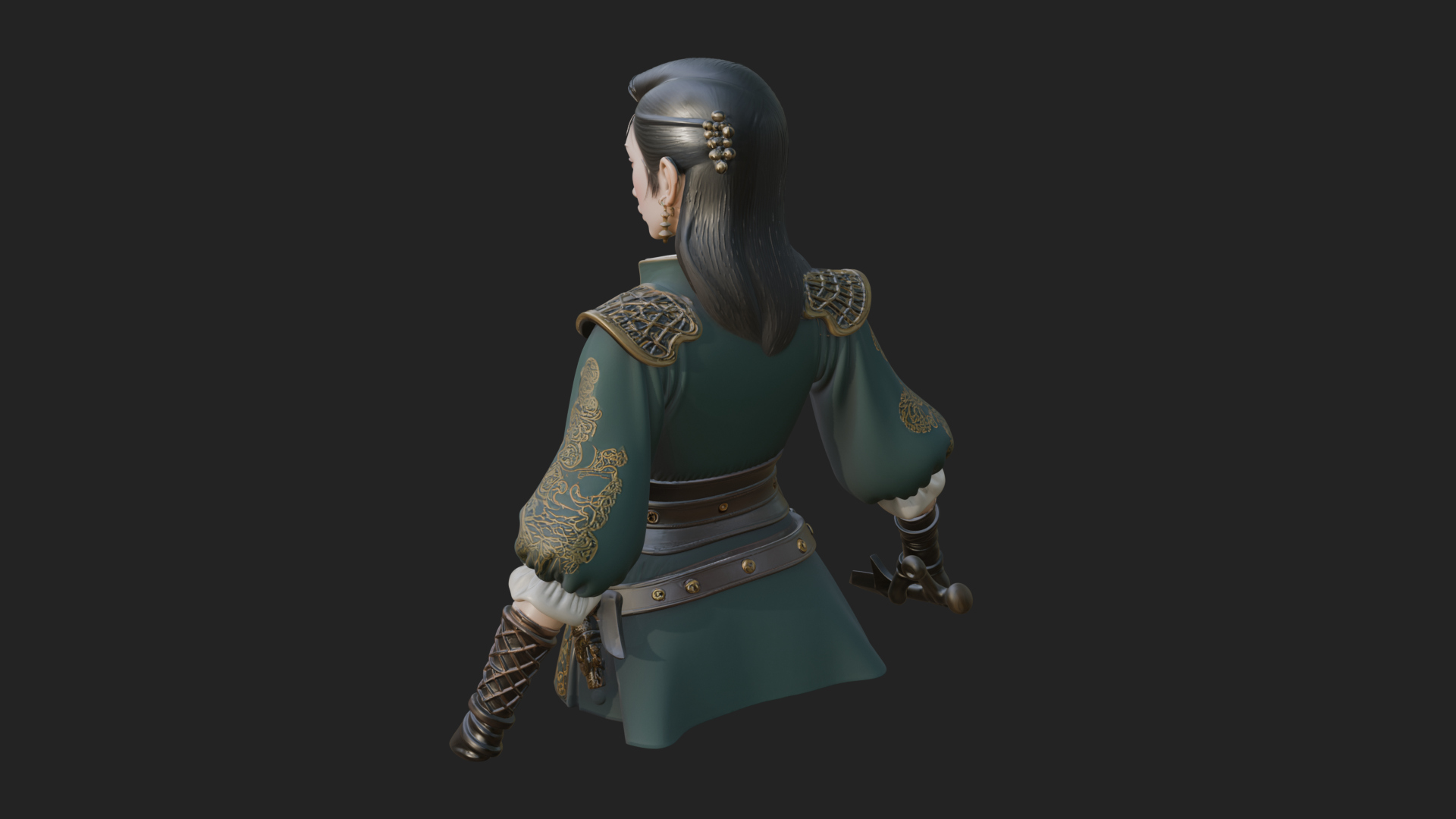 Coated Dagger Woman Bust Design 3 3D Print Model 3D Model