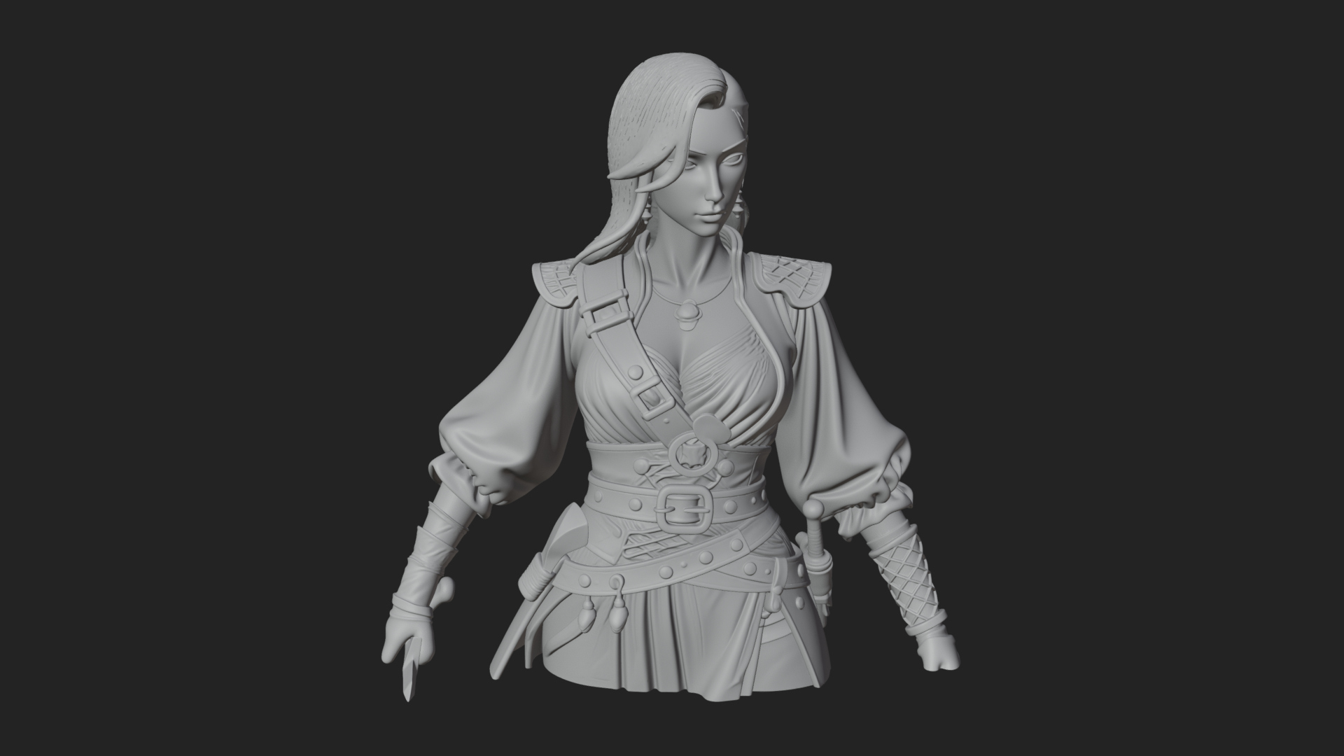 Coated Dagger Woman Bust Design 3 3D Print Model 3D Model