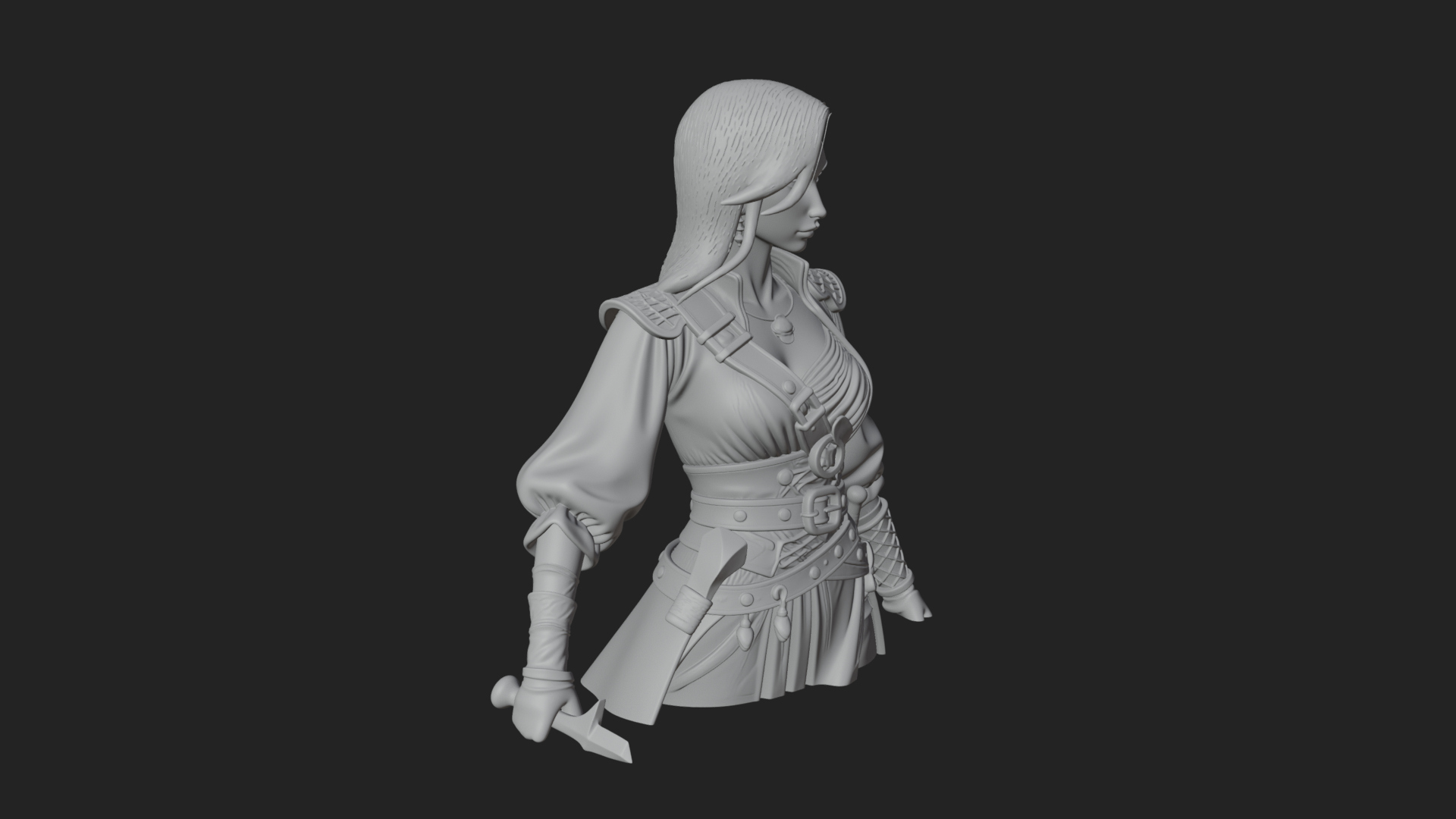 Coated Dagger Woman Bust Design 3 3D Print Model 3D Model