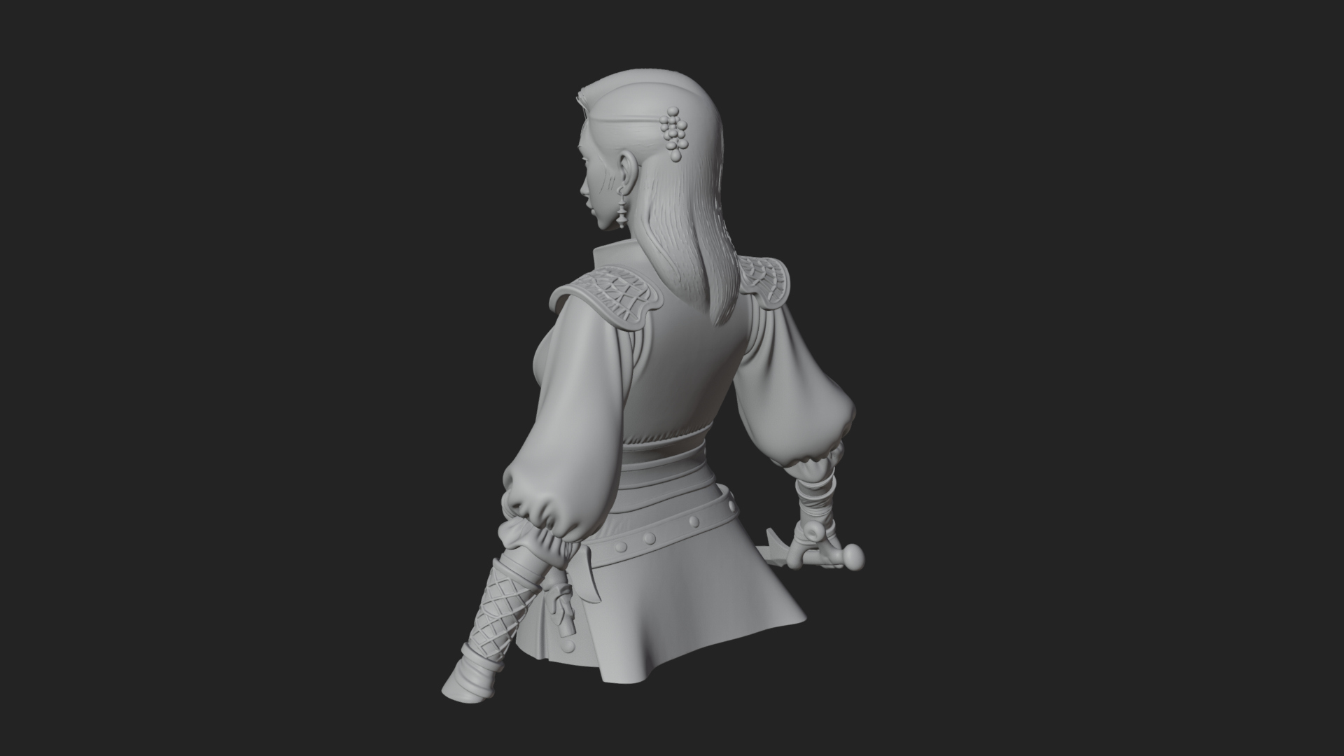 Coated Dagger Woman Bust Design 3 3D Print Model 3D Model