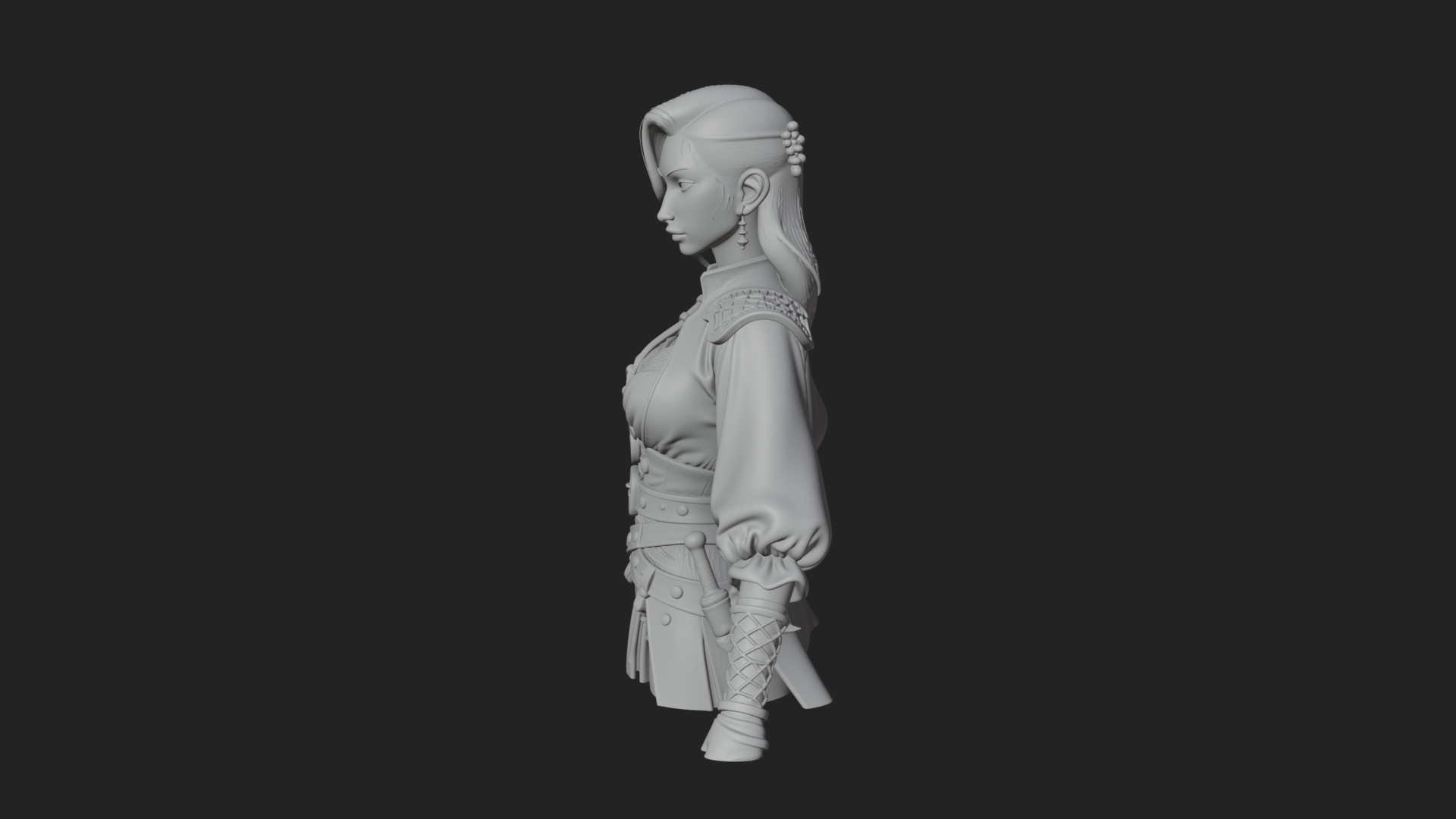 Coated Dagger Woman Bust Design 3 3D Print Model 3D Model