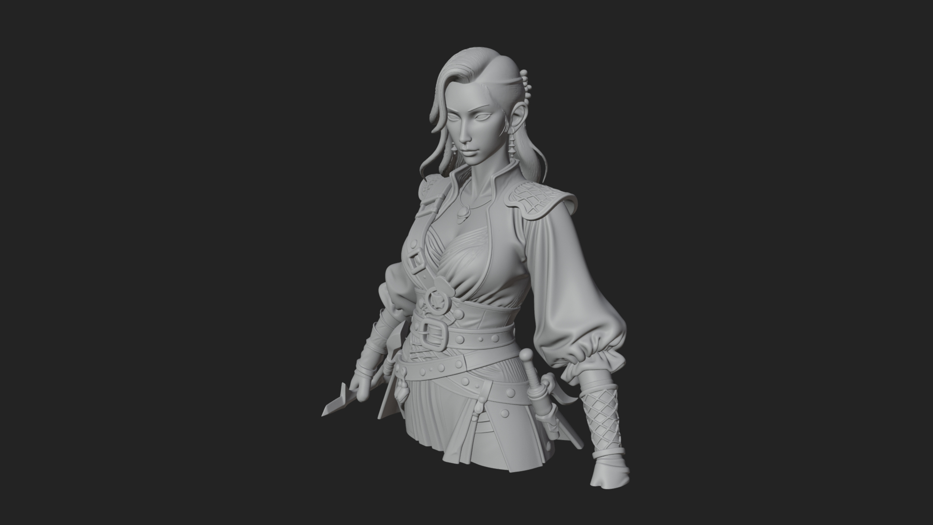 Coated Dagger Woman Bust Design 3 3D Print Model 3D Model