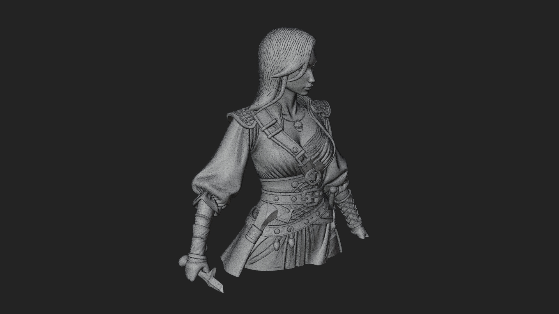 Coated Dagger Woman Bust Design 3 3D Print Model 3D Model