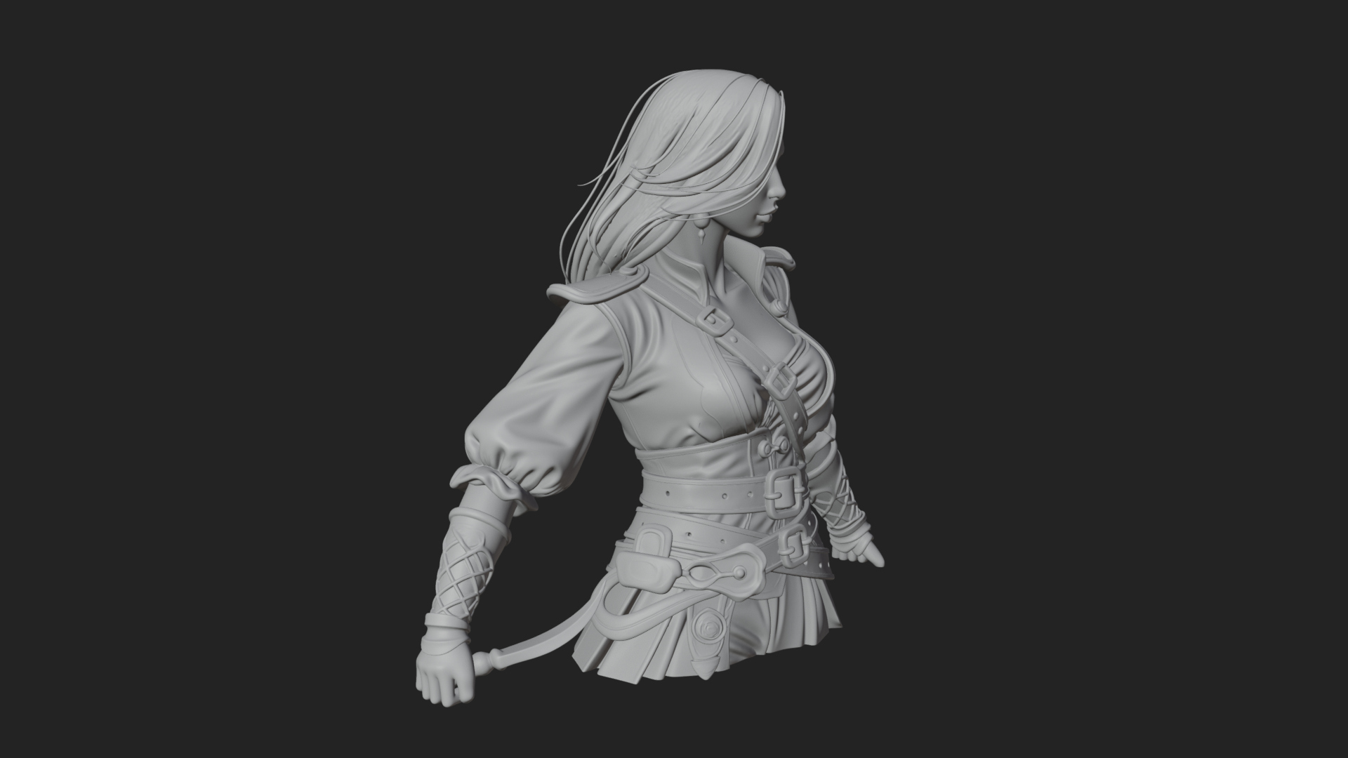 Coated Dagger Woman Bust Design 4 3D Print Model 3D Model