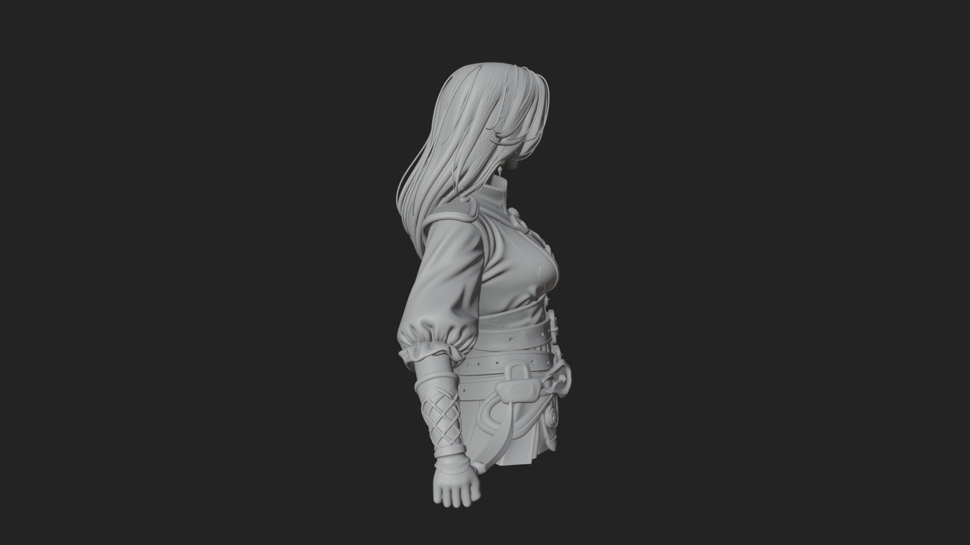 Coated Dagger Woman Bust Design 4 3D Print Model 3D Model