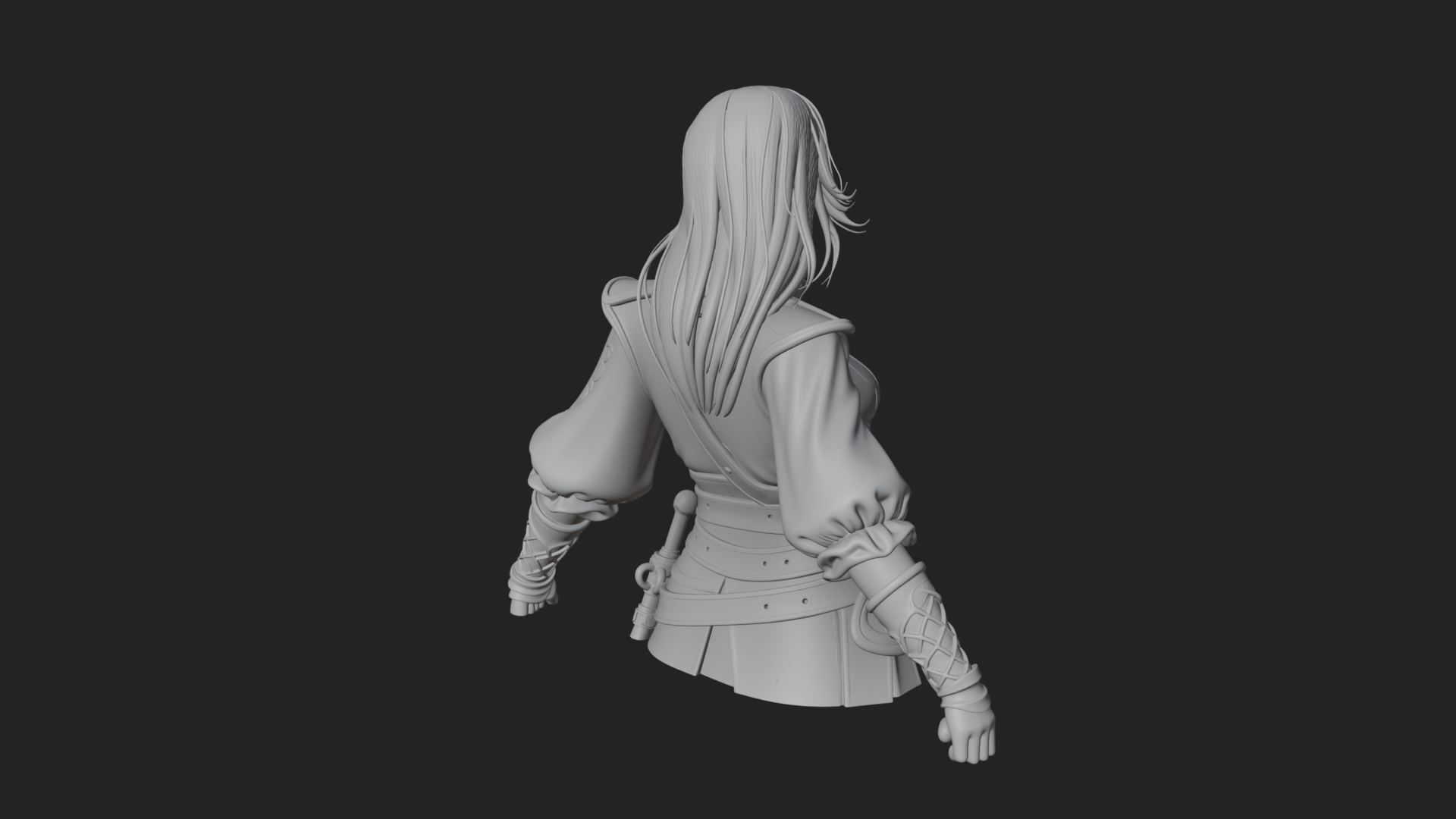 Coated Dagger Woman Bust Design 4 3D Print Model 3D Model