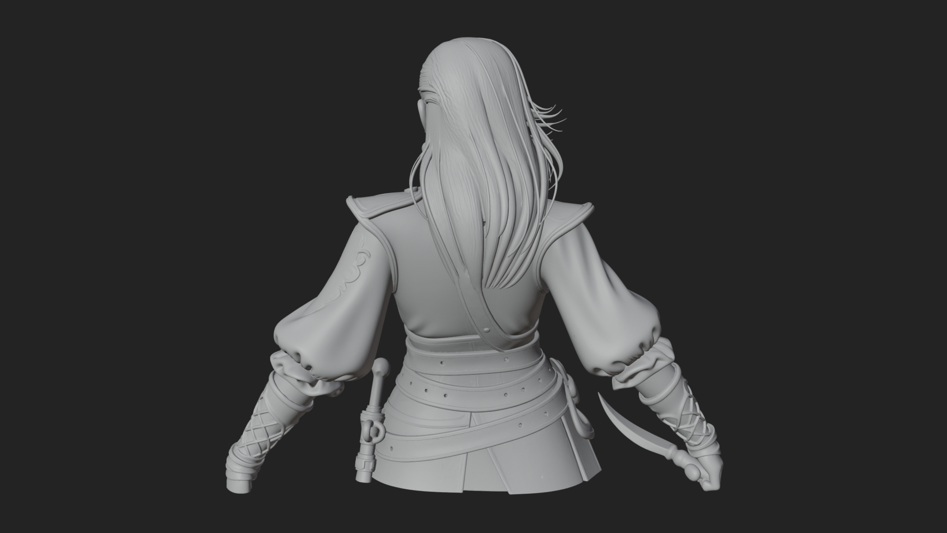 Coated Dagger Woman Bust Design 4 3D Print Model 3D Model