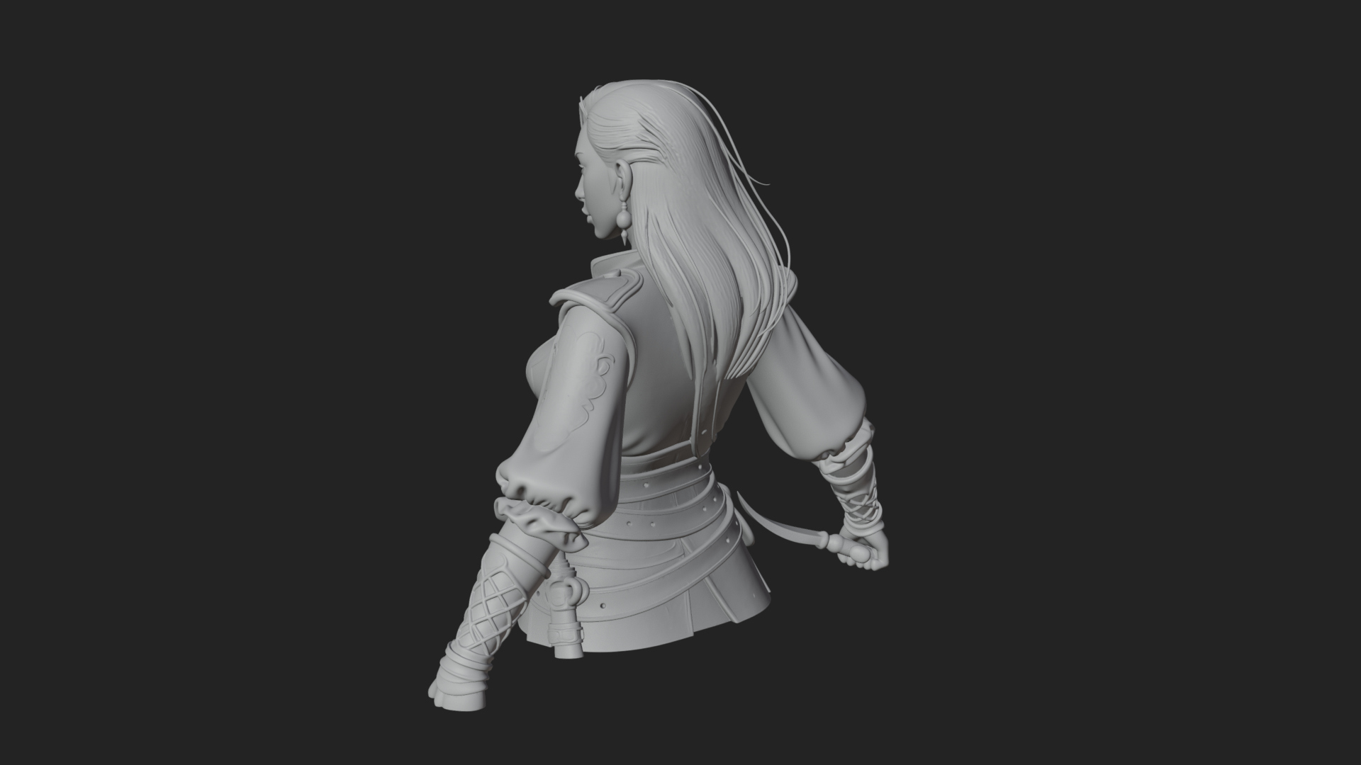 Coated Dagger Woman Bust Design 4 3D Print Model 3D Model
