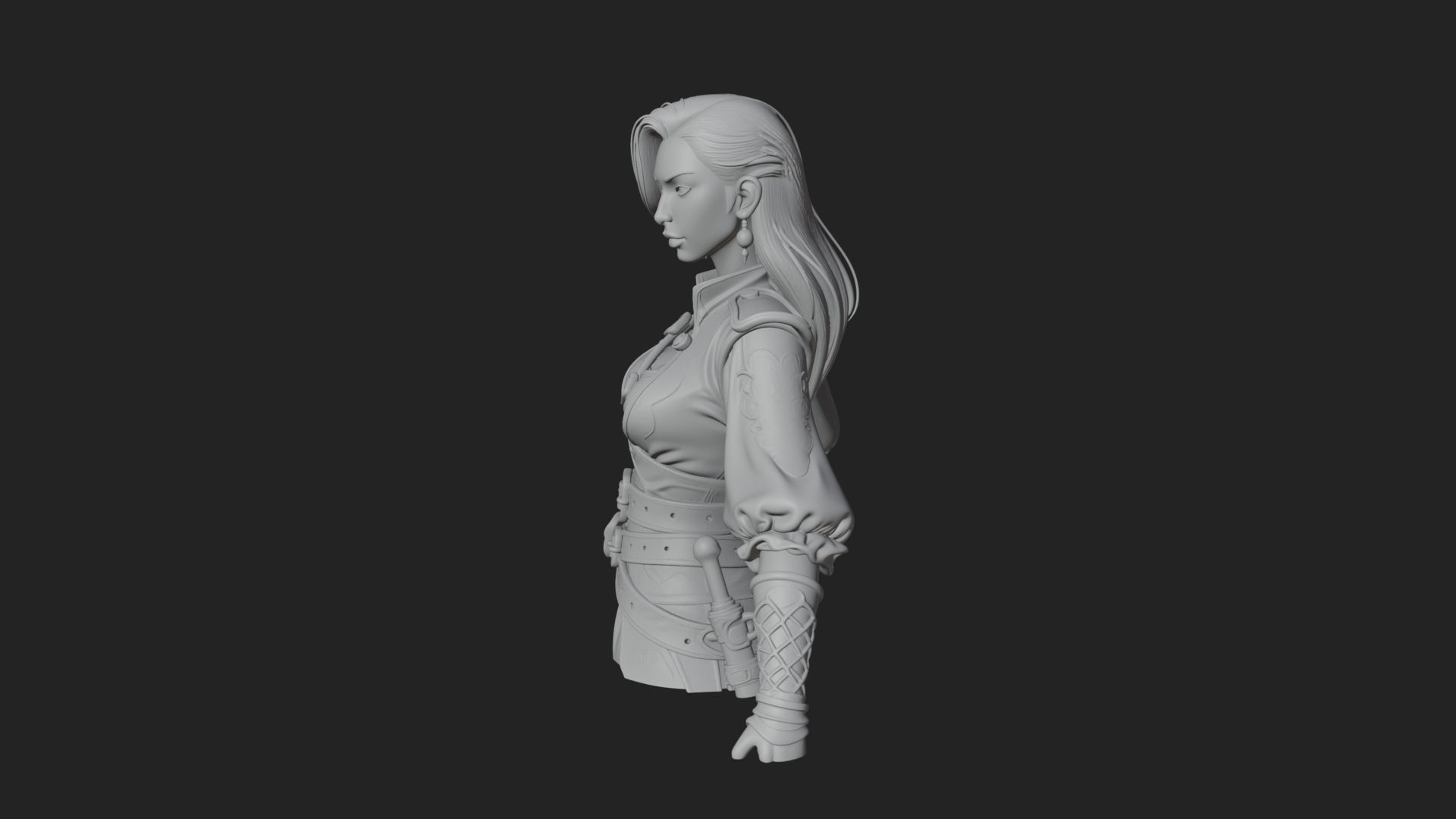 Coated Dagger Woman Bust Design 4 3D Print Model 3D Model
