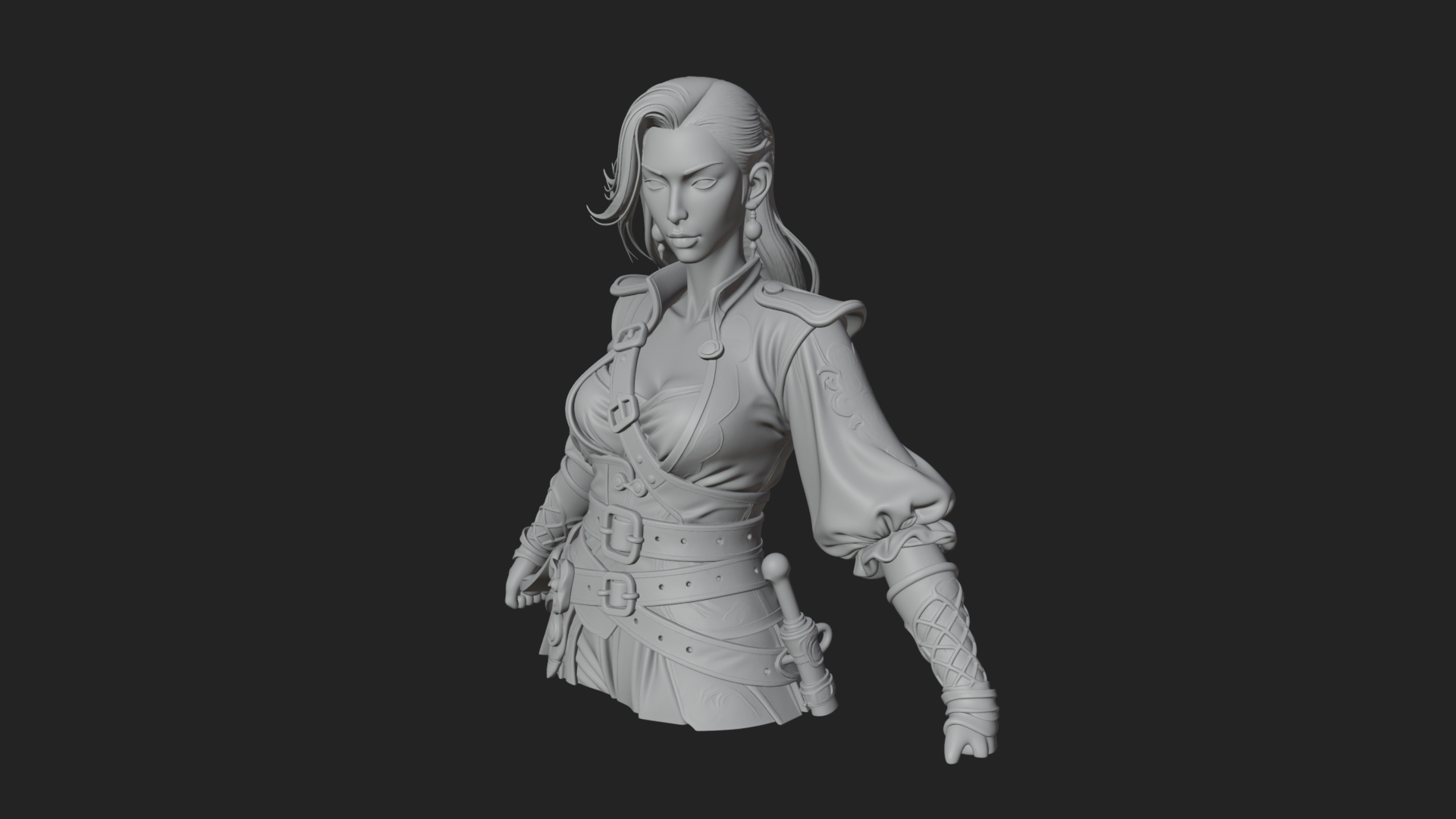Coated Dagger Woman Bust Design 4 3D Print Model 3D Model
