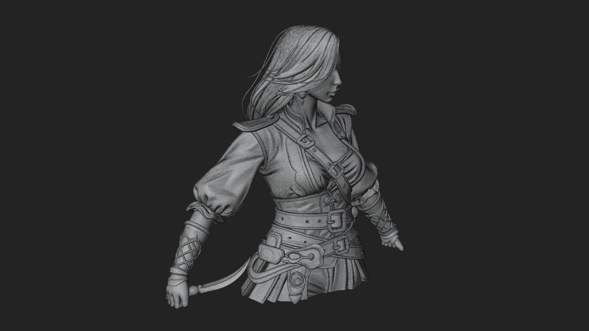 Coated Dagger Woman Bust Design 4 3D Print Model 3D Model