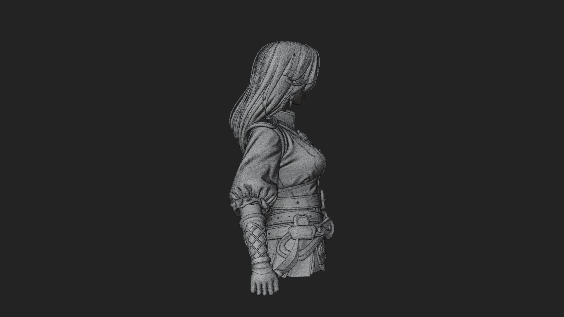 Coated Dagger Woman Bust Design 4 3D Print Model 3D Model