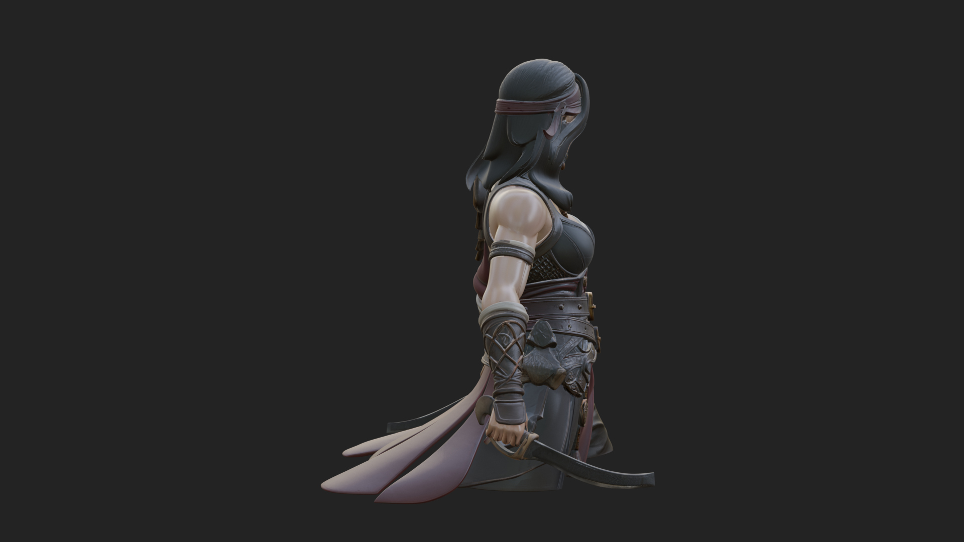 Coated Dagger Woman Bust Design 5 3D Print Model 3D Model