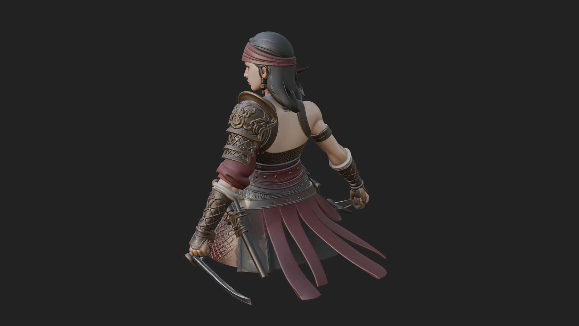 Coated Dagger Woman Bust Design 5 3D Print Model 3D Model