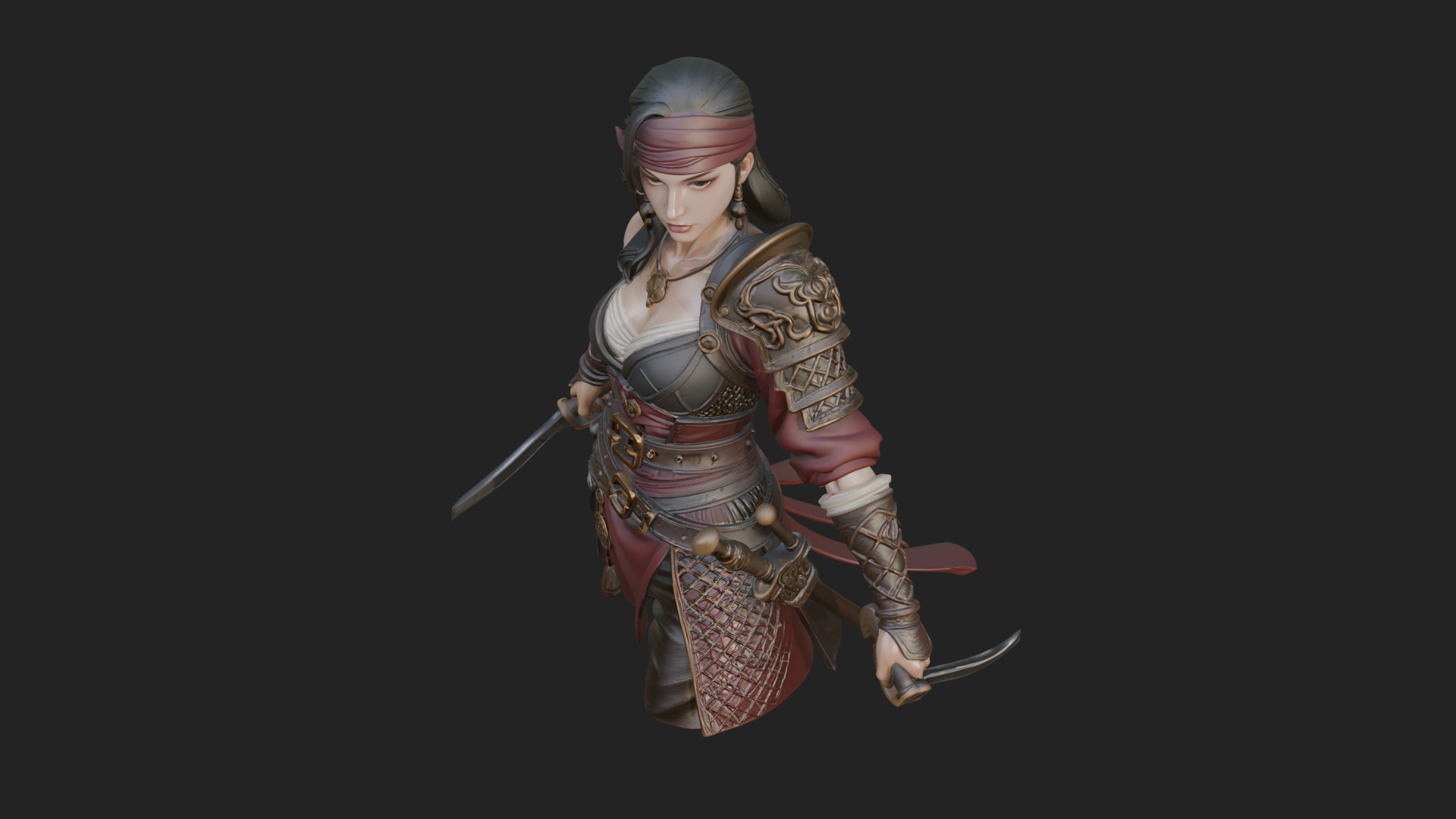 Coated Dagger Woman Bust Design 5 3D Print Model 3D Model