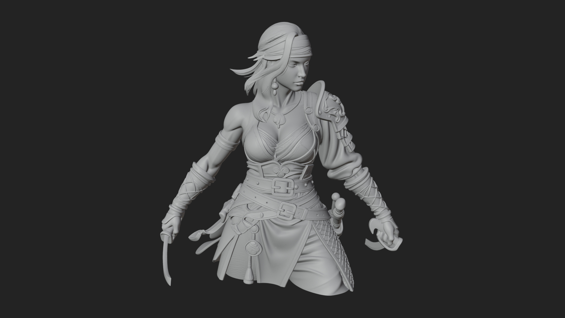Coated Dagger Woman Bust Design 5 3D Print Model 3D Model