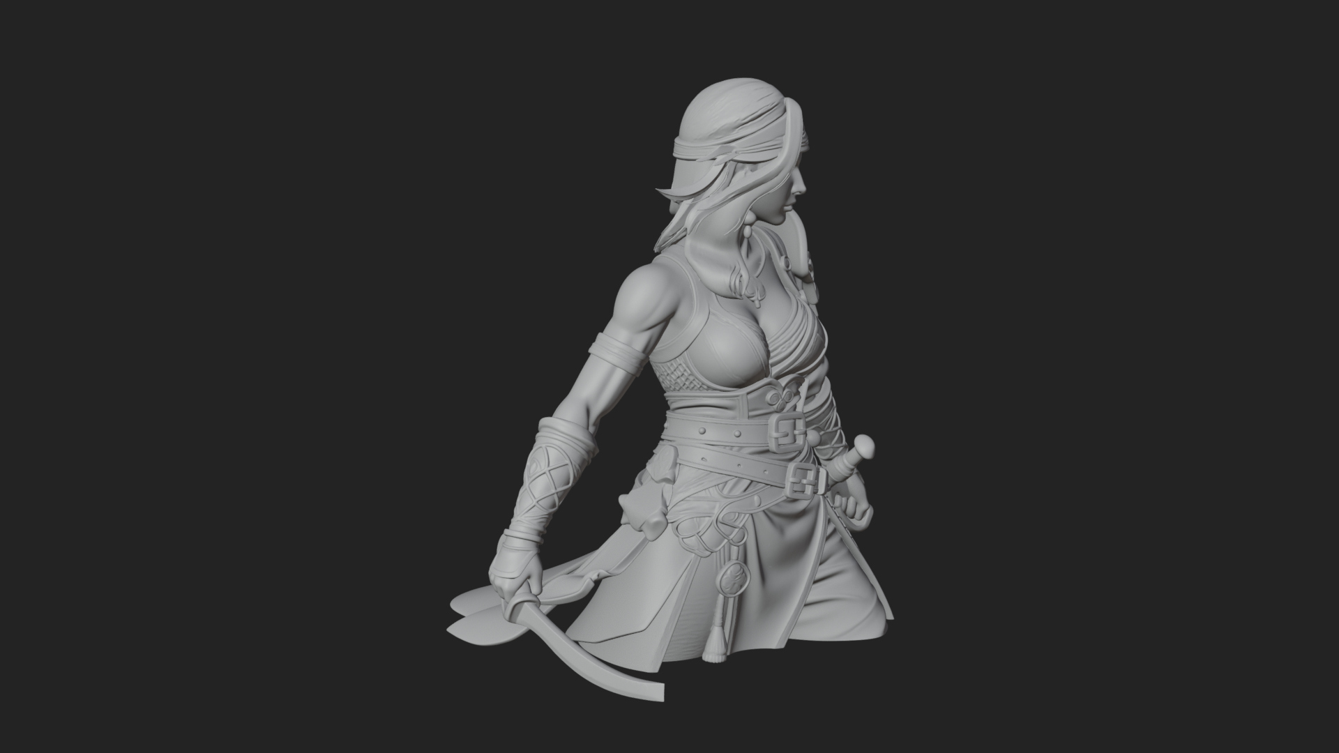 Coated Dagger Woman Bust Design 5 3D Print Model 3D Model
