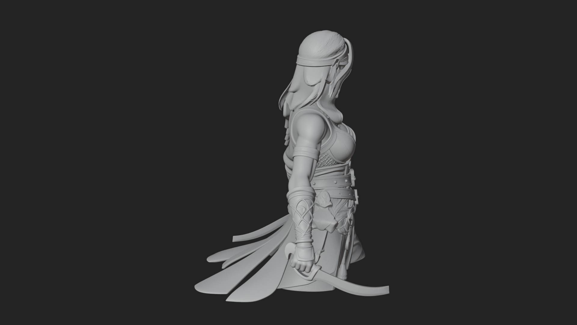 Coated Dagger Woman Bust Design 5 3D Print Model 3D Model