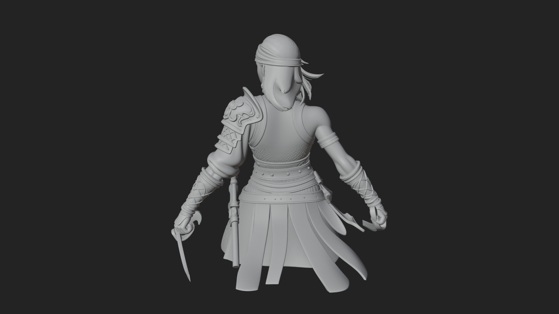Coated Dagger Woman Bust Design 5 3D Print Model 3D Model