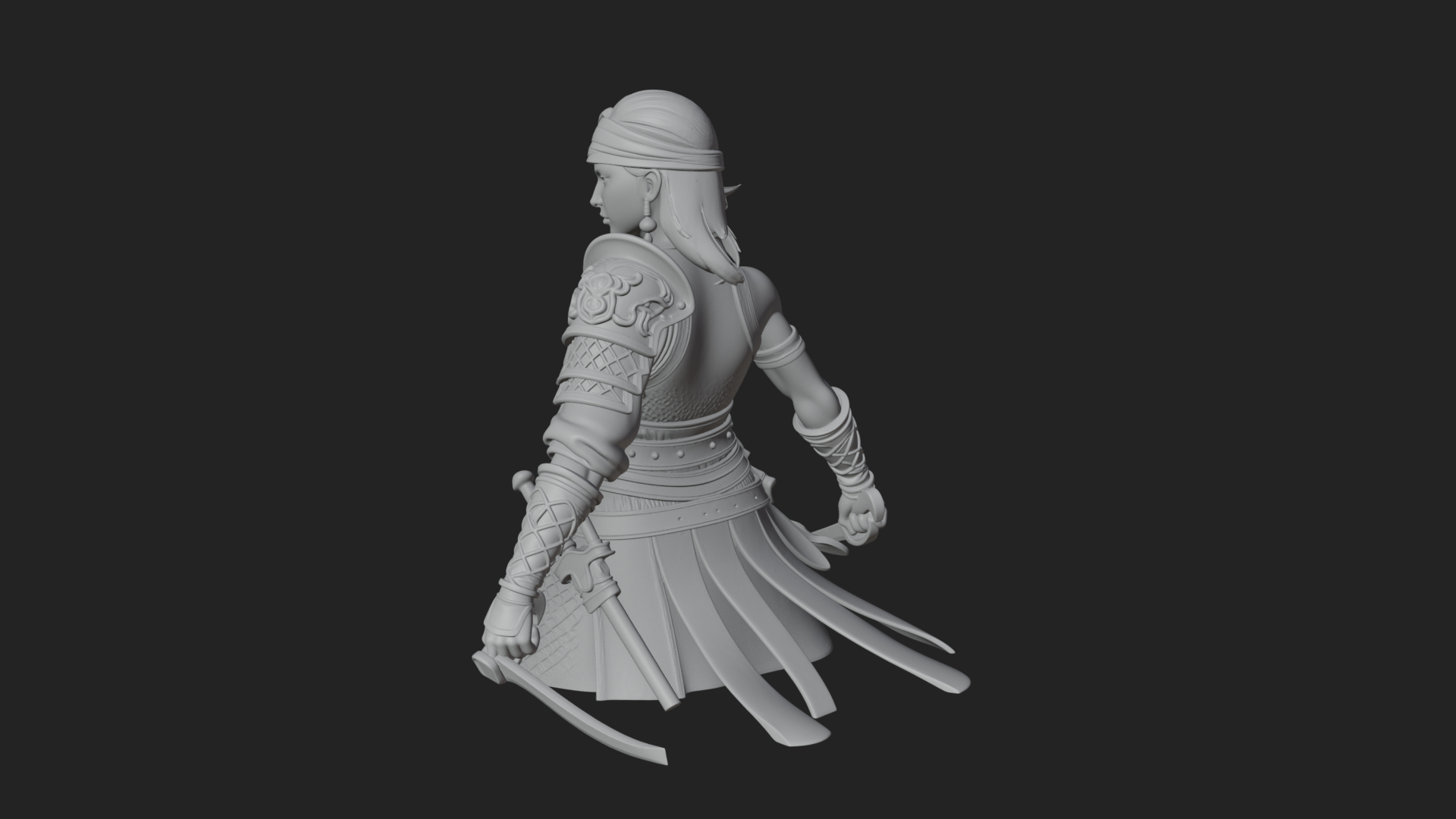 Coated Dagger Woman Bust Design 5 3D Print Model 3D Model