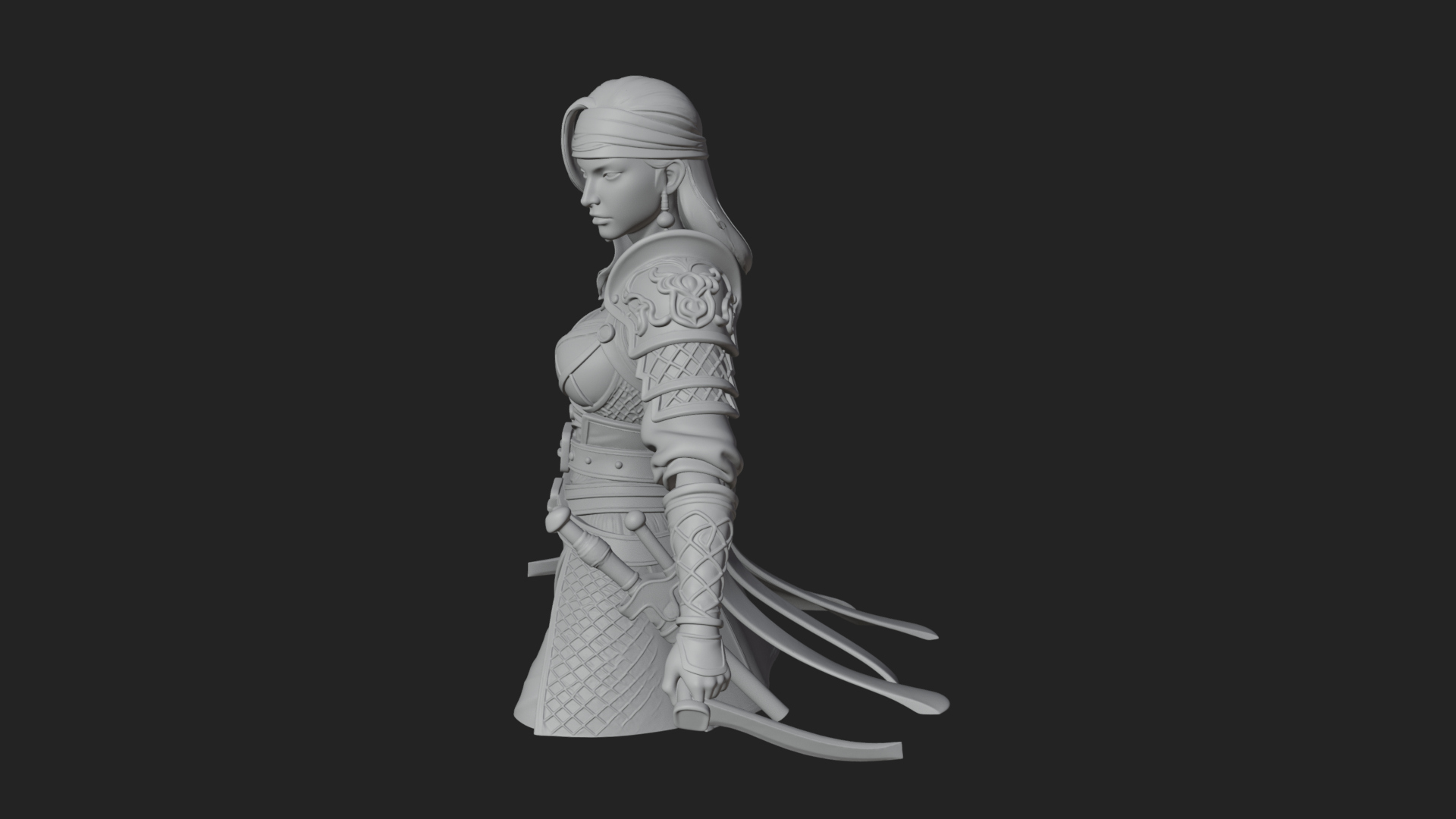 Coated Dagger Woman Bust Design 5 3D Print Model 3D Model