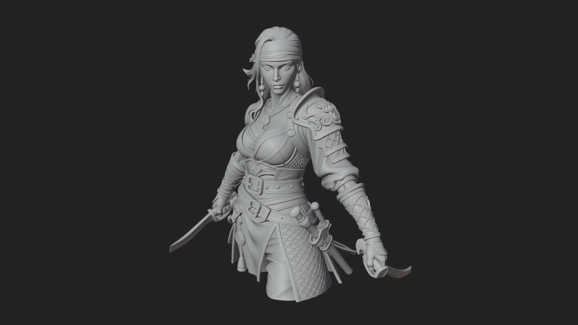 Coated Dagger Woman Bust Design 5 3D Print Model 3D Model
