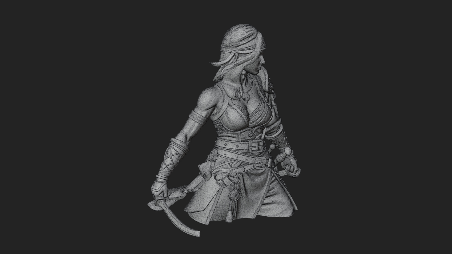 Coated Dagger Woman Bust Design 5 3D Print Model 3D Model
