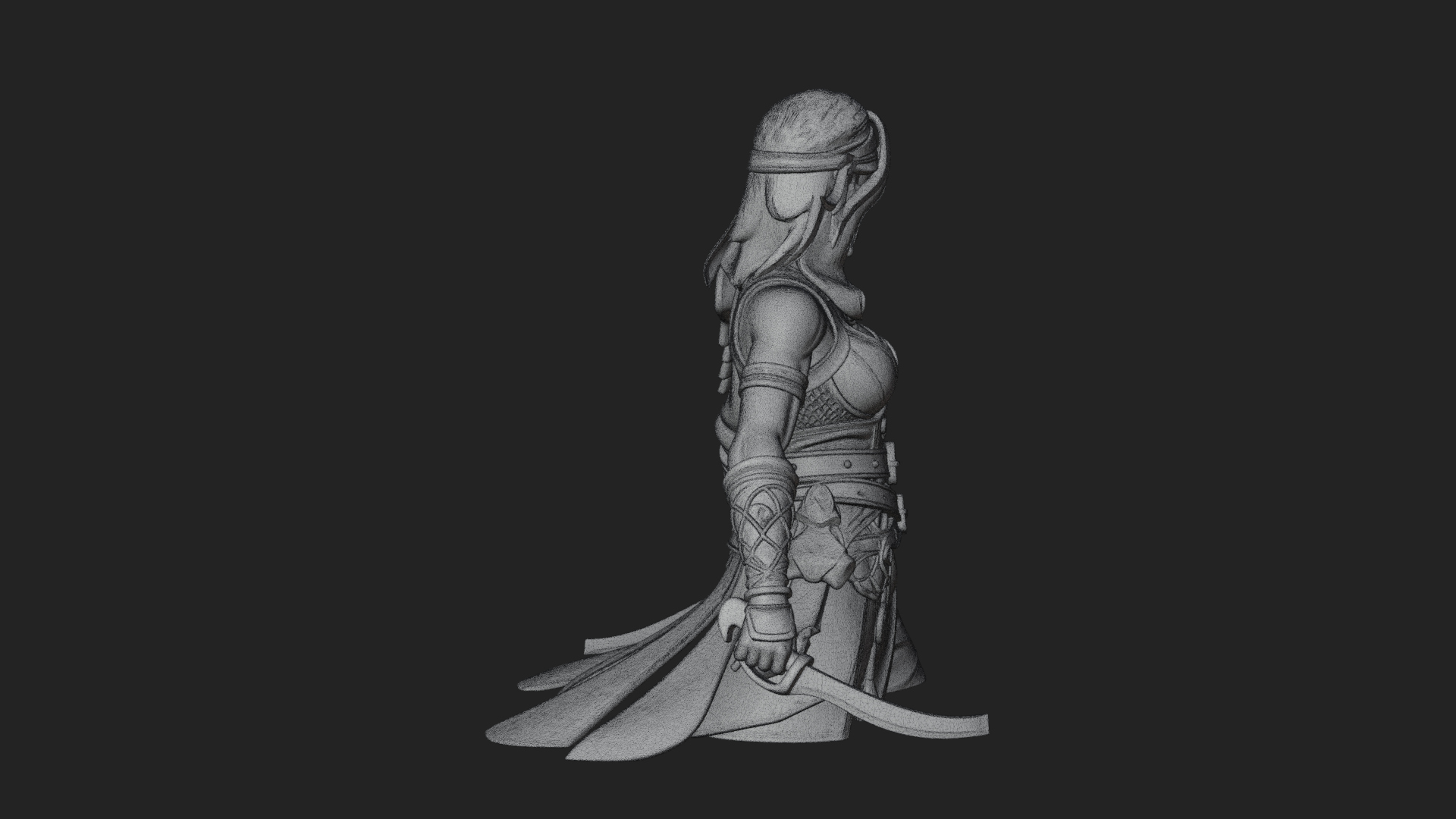 Coated Dagger Woman Bust Design 5 3D Print Model 3D Model