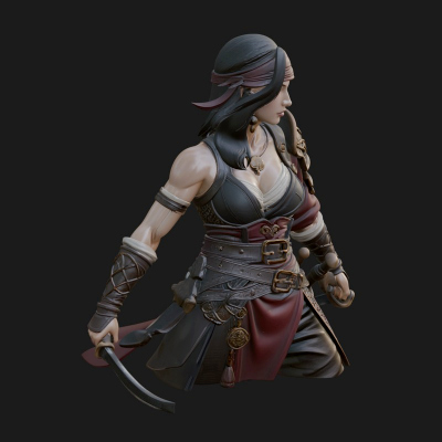 Coated Dagger Woman Bust Design 5 3D Print Model