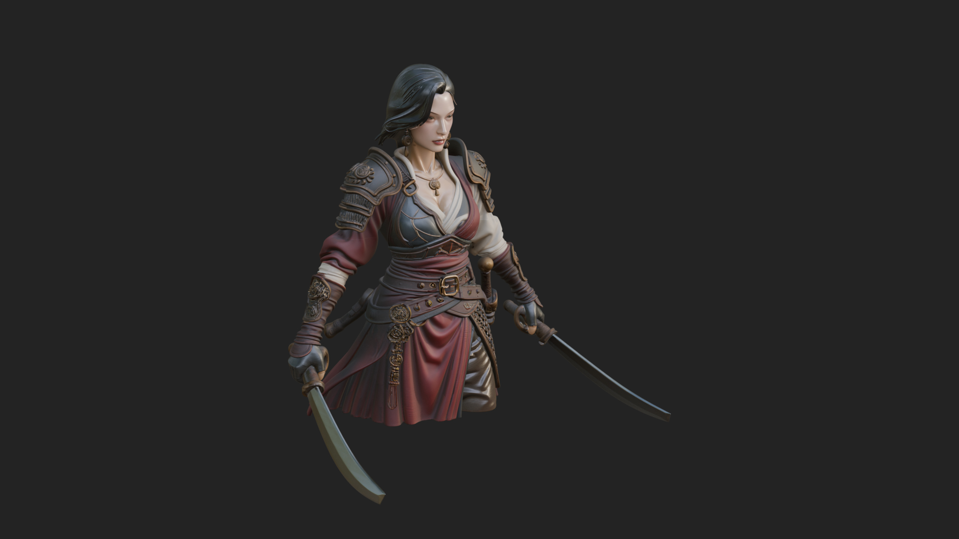Coated Dagger Woman Bust Design 6 3D Print Model 3D Model
