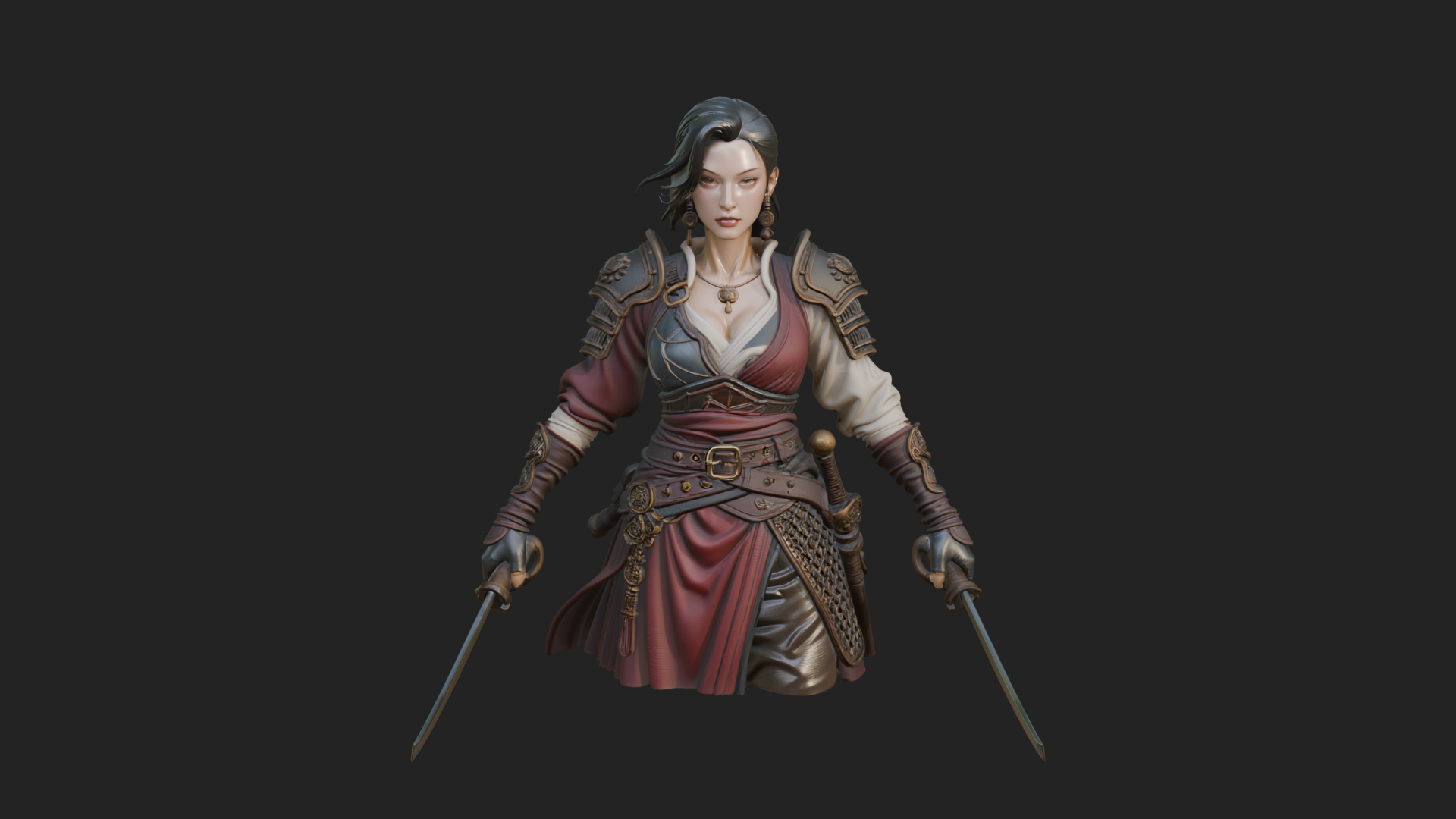 Coated Dagger Woman Bust Design 6 3D Print Model 3D Model