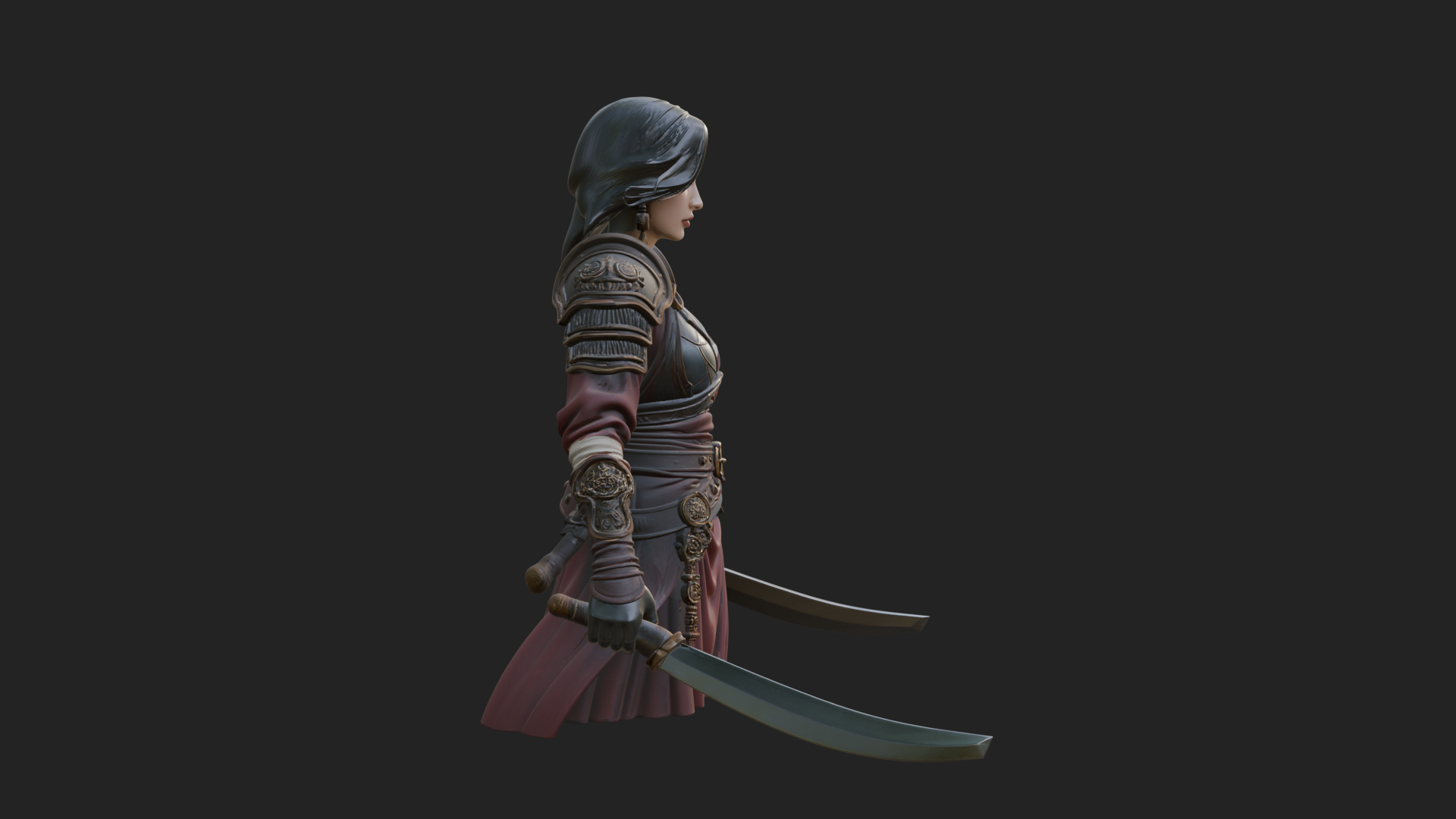 Coated Dagger Woman Bust Design 6 3D Print Model 3D Model