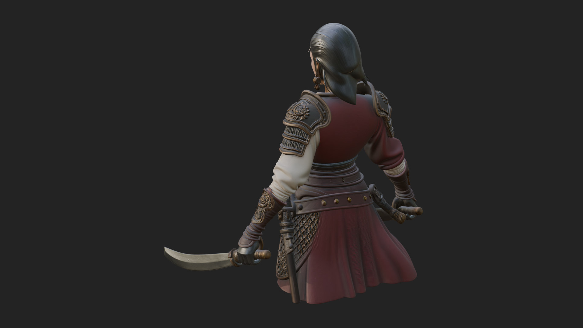 Coated Dagger Woman Bust Design 6 3D Print Model 3D Model