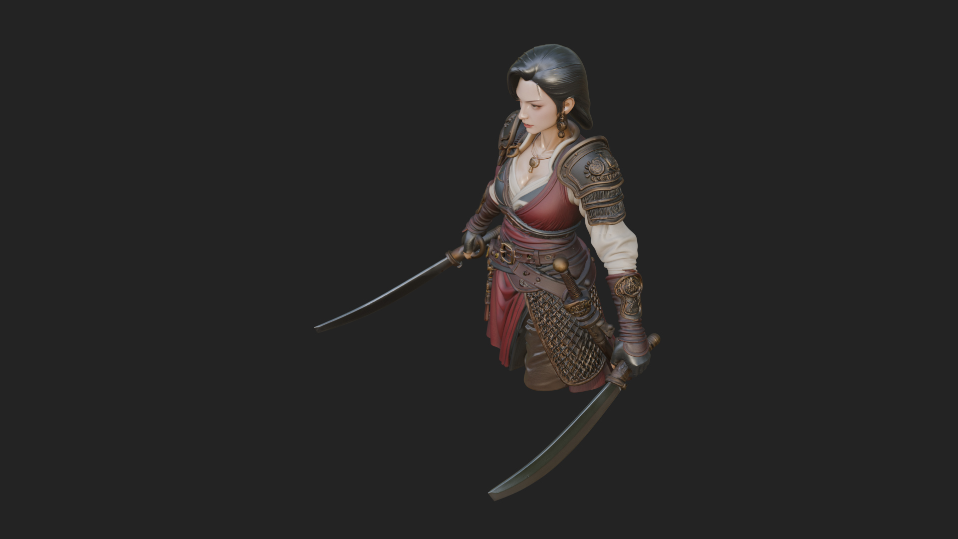 Coated Dagger Woman Bust Design 6 3D Print Model 3D Model