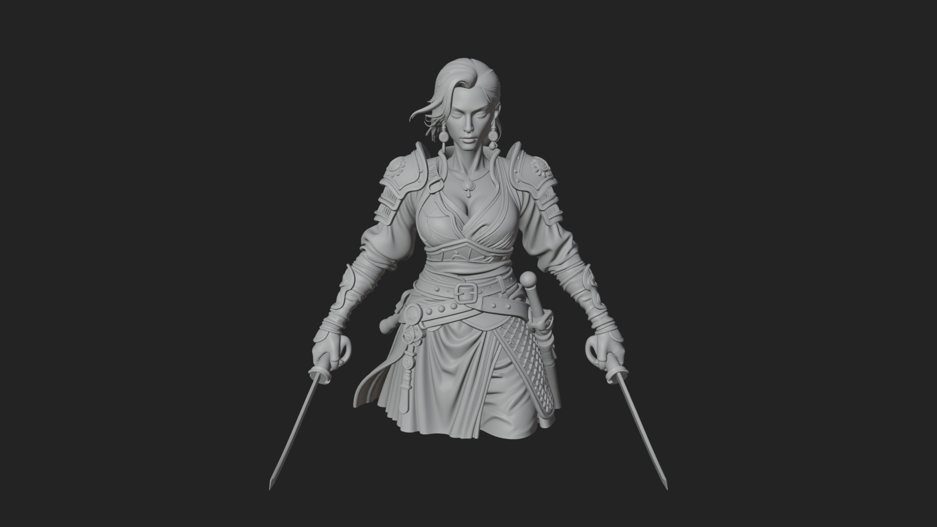 Coated Dagger Woman Bust Design 6 3D Print Model 3D Model