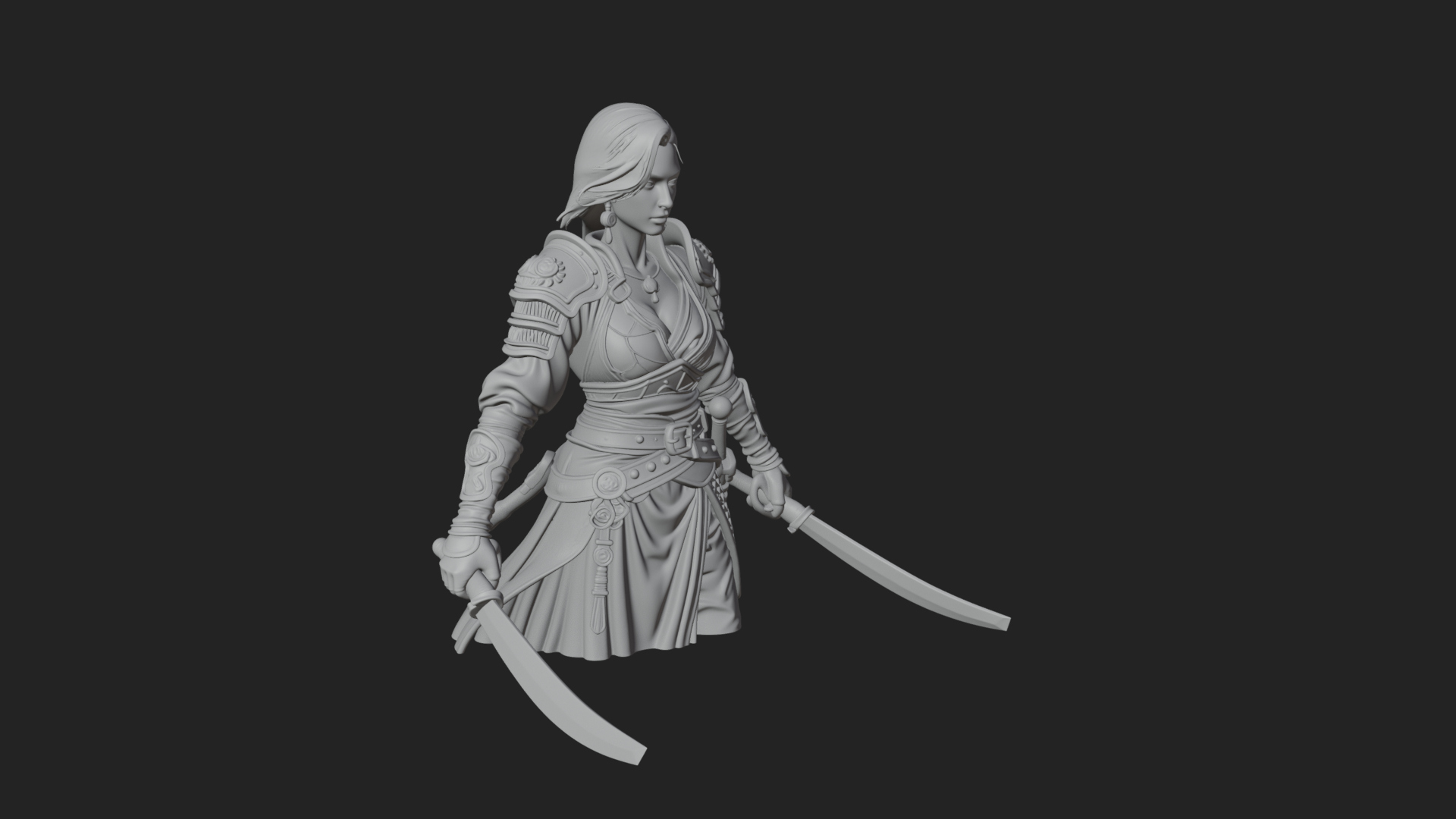 Coated Dagger Woman Bust Design 6 3D Print Model 3D Model