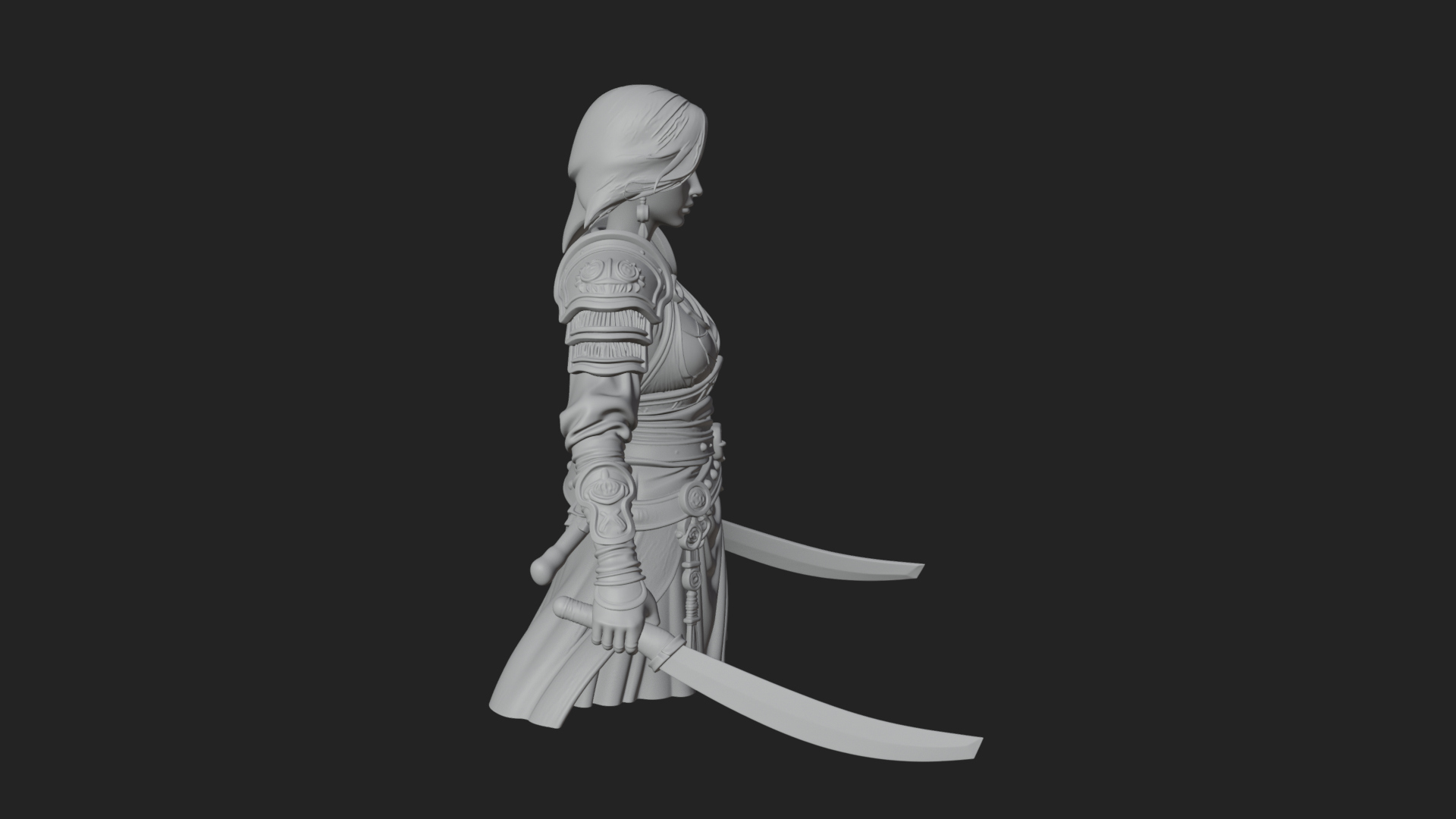 Coated Dagger Woman Bust Design 6 3D Print Model 3D Model