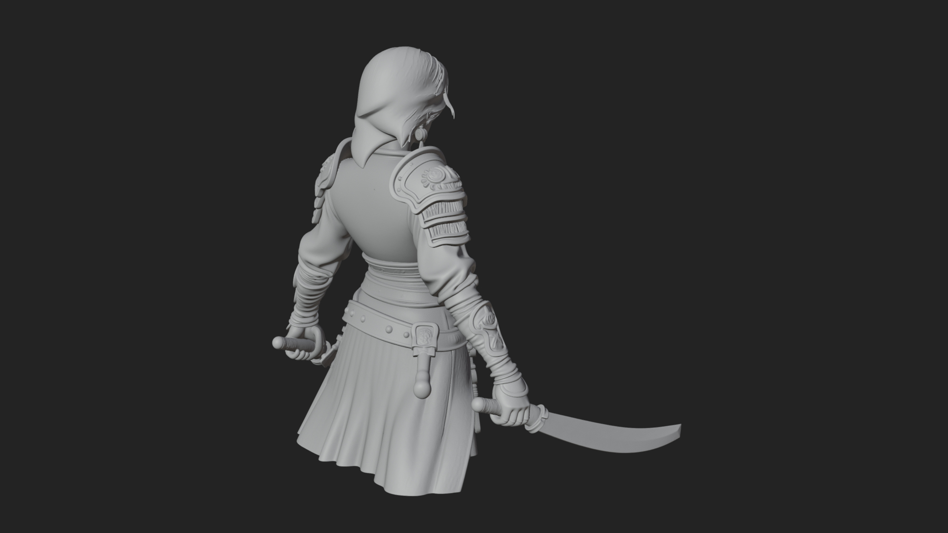 Coated Dagger Woman Bust Design 6 3D Print Model 3D Model