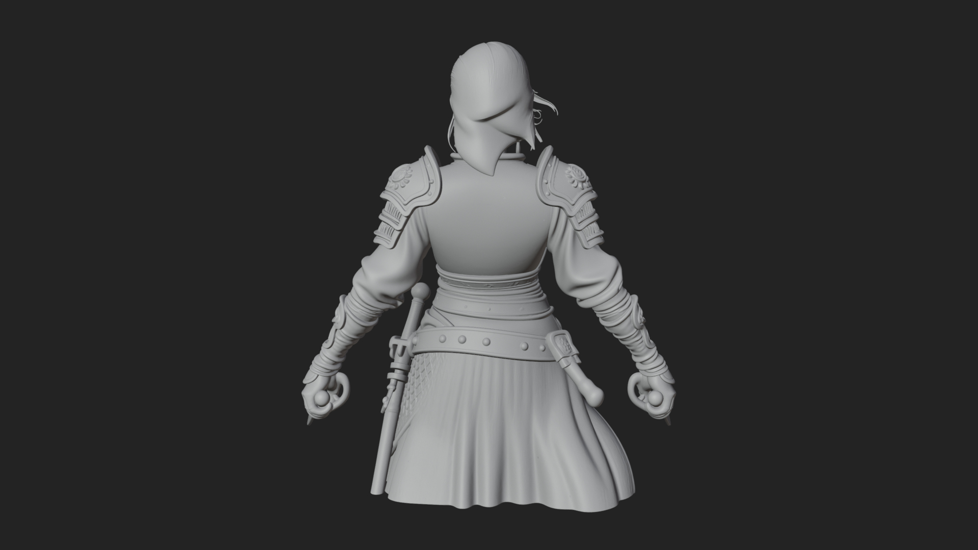 Coated Dagger Woman Bust Design 6 3D Print Model 3D Model