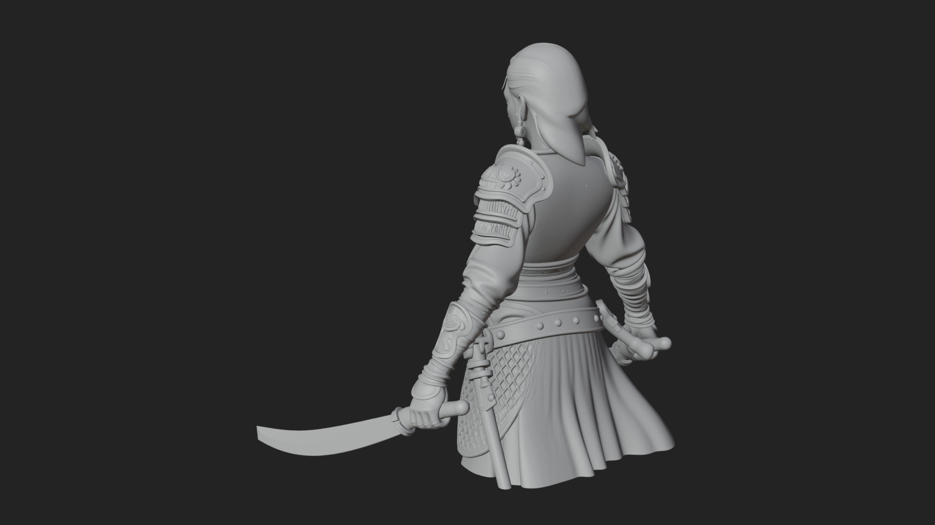 Coated Dagger Woman Bust Design 6 3D Print Model 3D Model